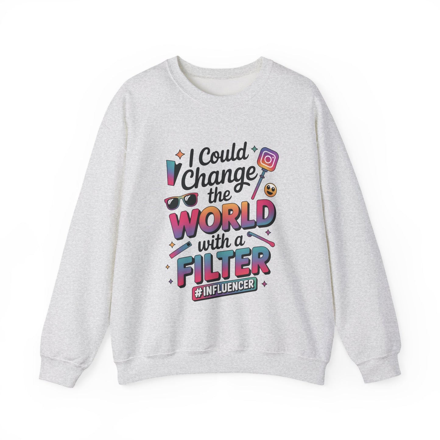 Womens Heavy Blend™ Crewneck Sweatshirt, Womens Influencer Sweatshirt, Funny Social Media Pullover, Cute Trendy Graphic Top
