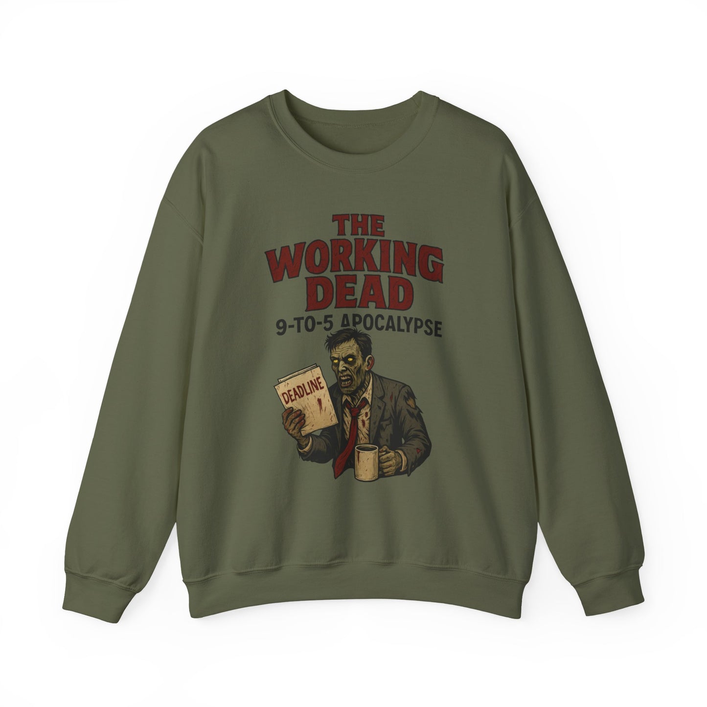 Men's The Working Dead 9-to-5 Apocalypse Sweatshirt, Funny Office Zombie Horror Pullover, Halloween Zombie Work Top