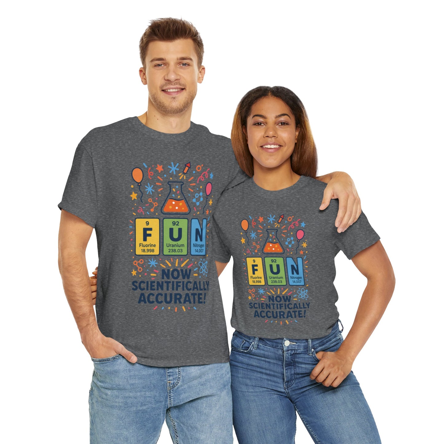 Fun Science Unisex Heavy Cotton Tee, Perfect for STEM Lovers, Gift for Science Teachers, FUN Periodic Table Tee,Nerdy Unisex Shirt