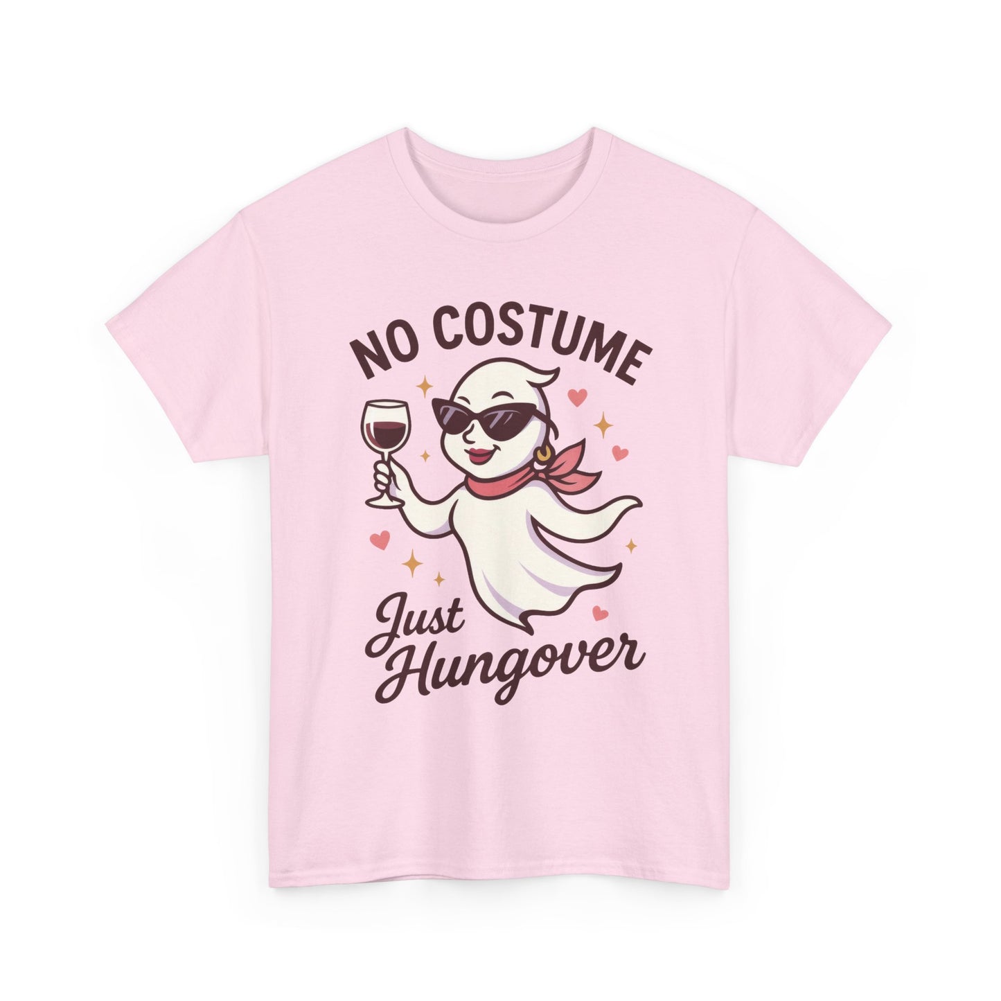 No Costume Just Hungover Women's T-Shirt, Funny Ghost Wine Halloween Party Graphic Tee