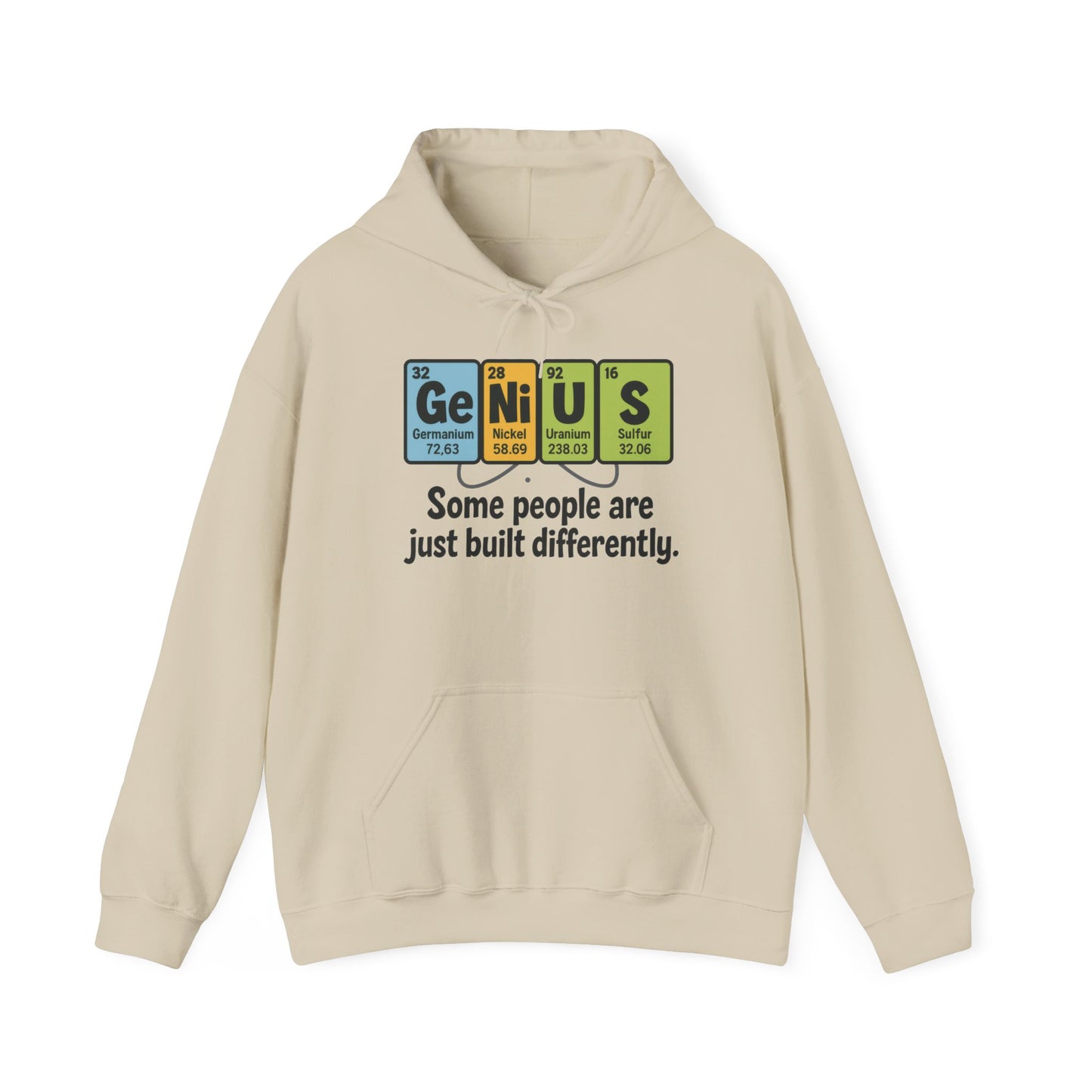 Funny Mens Genius Hoodie, Periodic Table Nerd Sweatshirt, Smart Science Pullover Gift for Him, Science Lover Apparel, Funny Hoodie