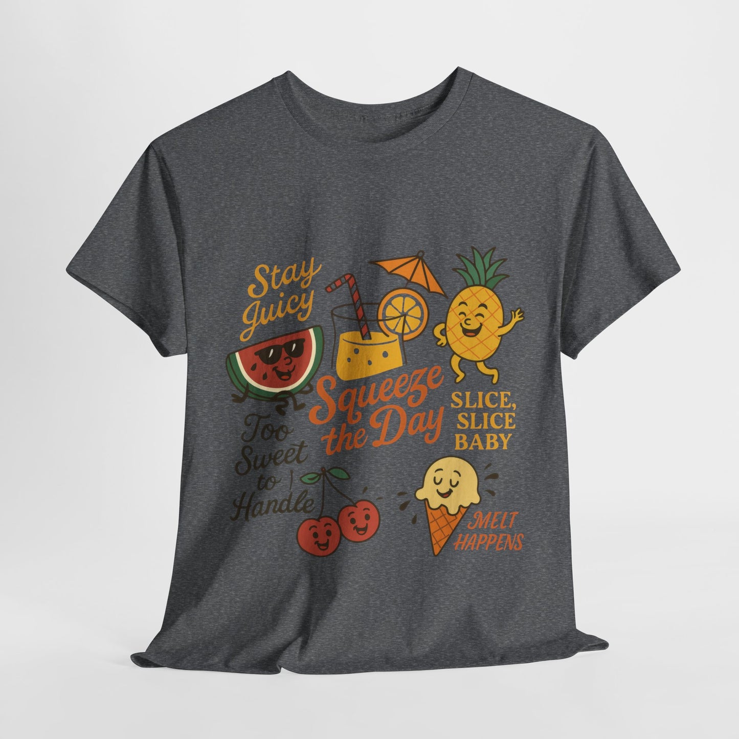 Cute Fruit Pun T-Shirt for Women, Summer Graphic Tee, Kawaii Watermelon Pineapple Ice Cream Design, Squeeze the Day Shirt, Stay Juicy Top
