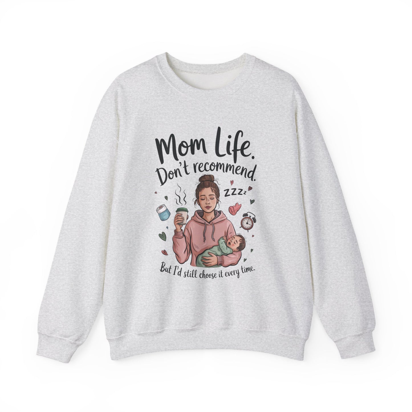 Mom Life Crewneck Sweatshirt, New Mom Gift, Cozy Everyday Wear, Funny Parent Apparel, Tired Mama Humor Tee