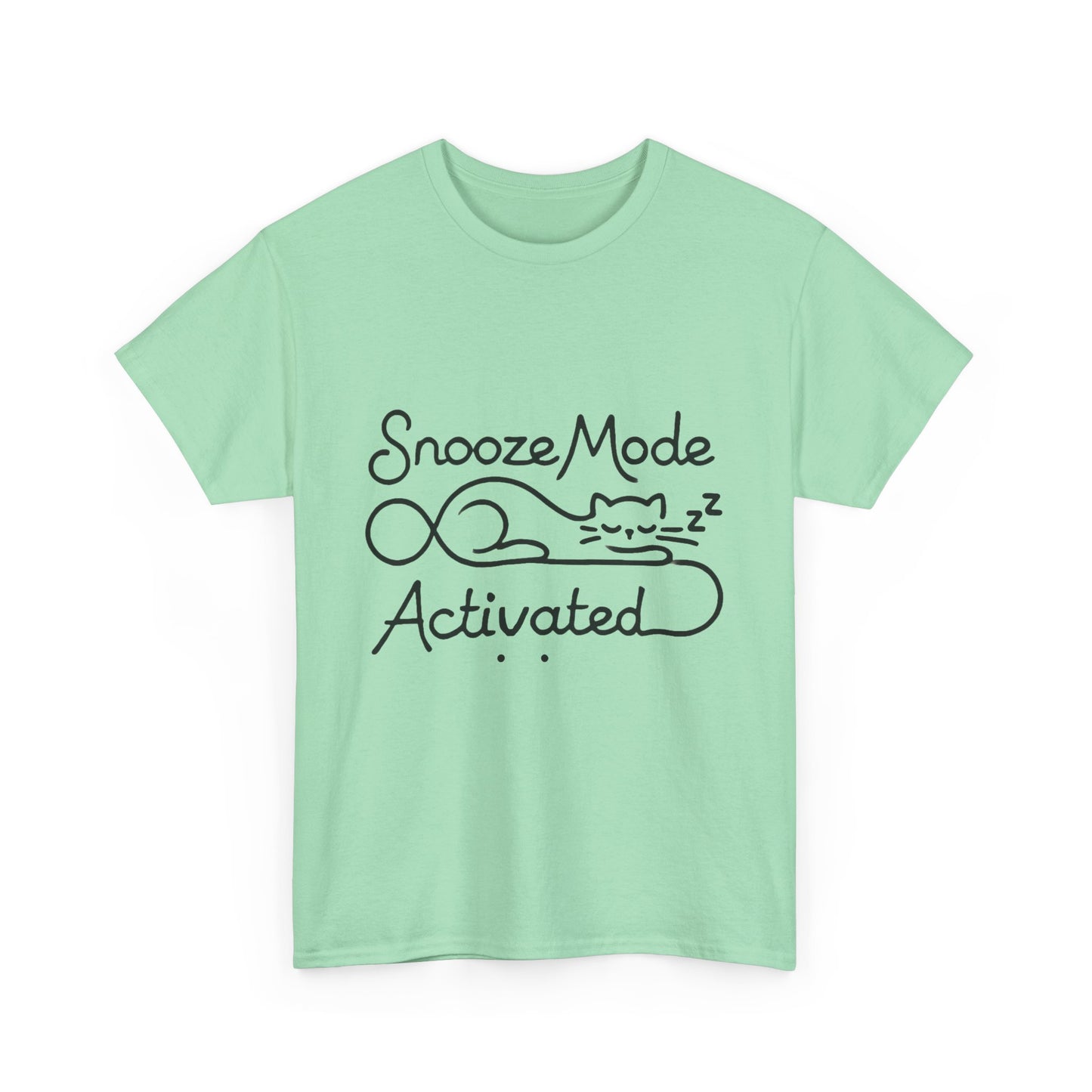 Cotton T-Shirt for Cat Lovers, Funny Sleeping Cat Tee, Lazy Mood Graphic, Women's Heavy Cotton T-Shirt Gift for Cat Lovers