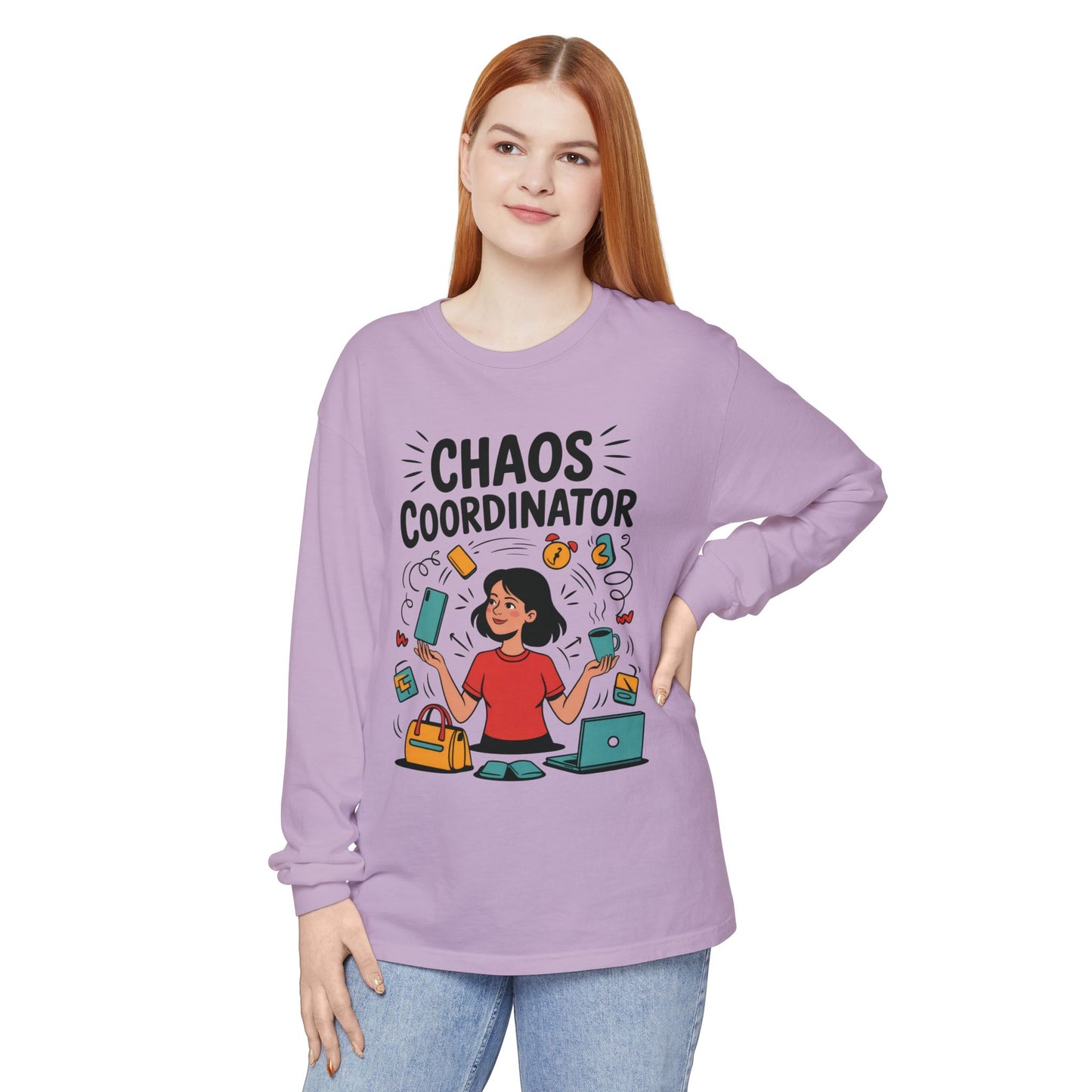Chaos Coordinator Women's Long Sleeve, Mom Life Graphic Long Sleeve, Gift for Busy Moms, Multitasking Mom Gift, Cute Mother's Day Gift