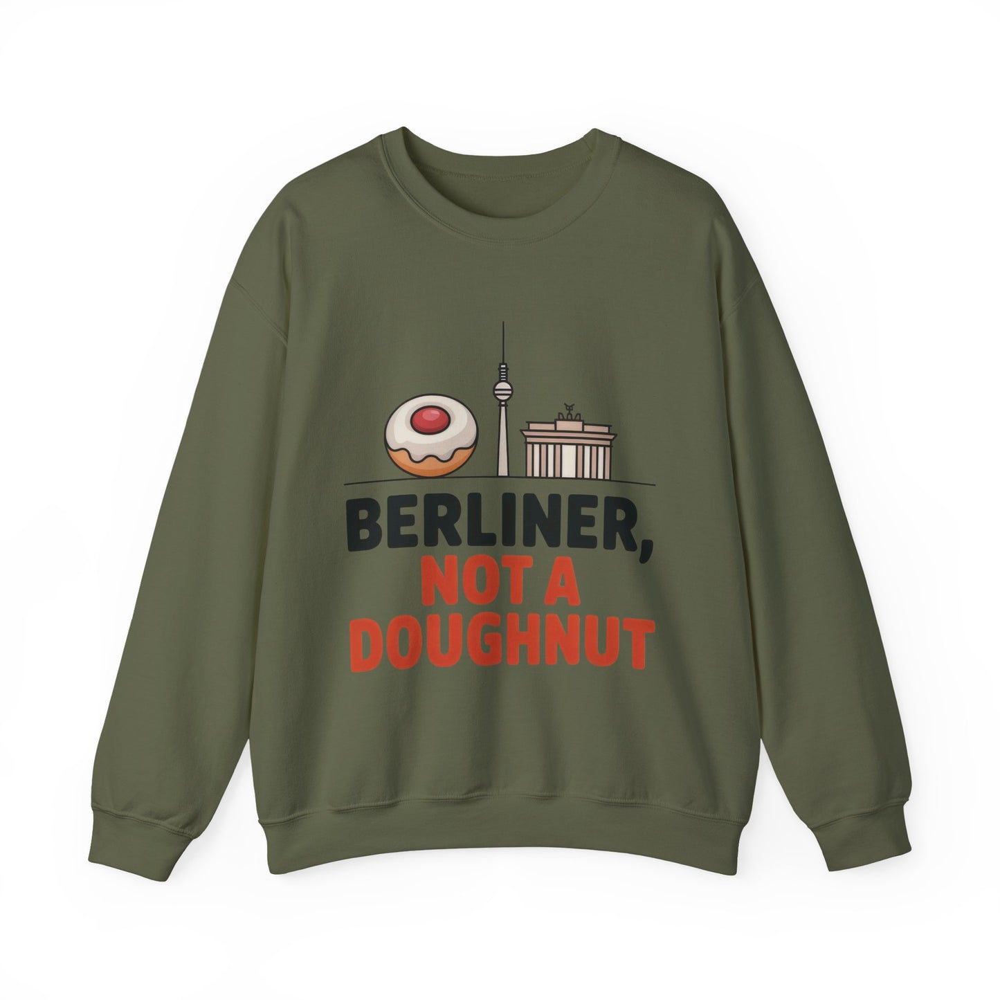 Mens Heavy Blend™ Crewneck Sweatshirt, Berliner Not a Doughnut Funny Berlin Mens Sweatshirt