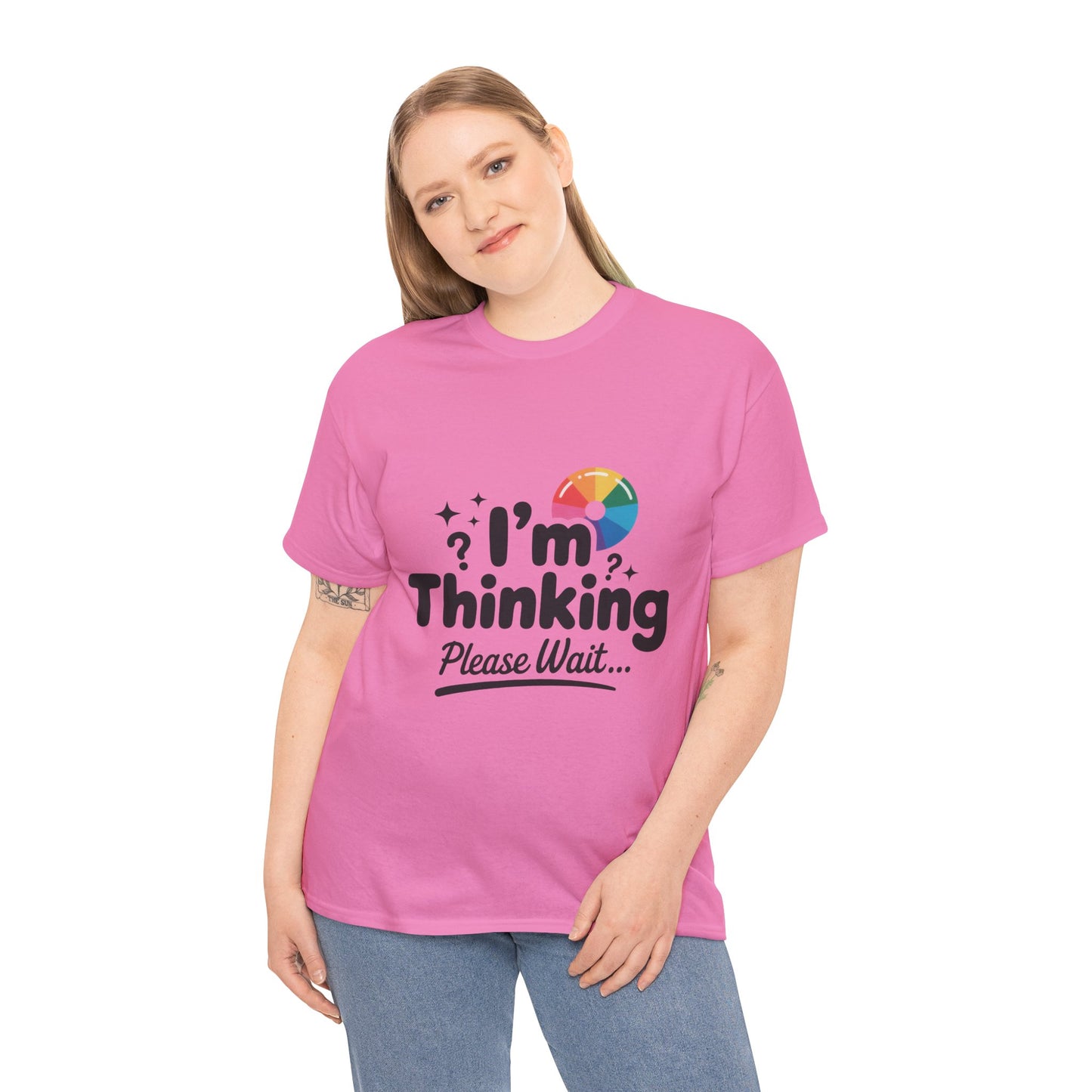 Funny - Im Thinking Please Wait - T-Shirt for Women, Cute Geeky Gift for Introverts, Programmers, Designers, Fun Humor Shirt