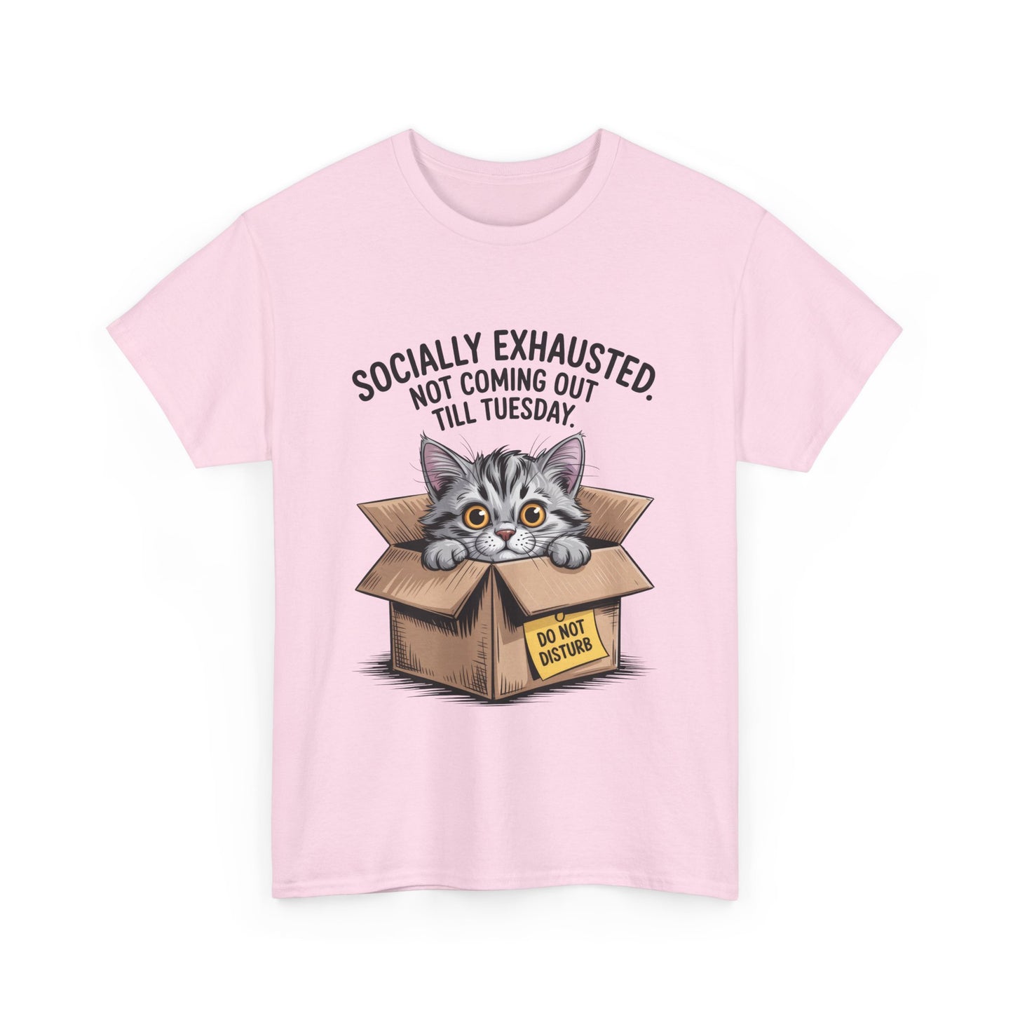 Socially Exhausted Cat Women's Tee, Funny Cat Shirt, Women's Graphic Tee, Gift for Introverts, Cute Animal T-Shirt, Weekend Wear