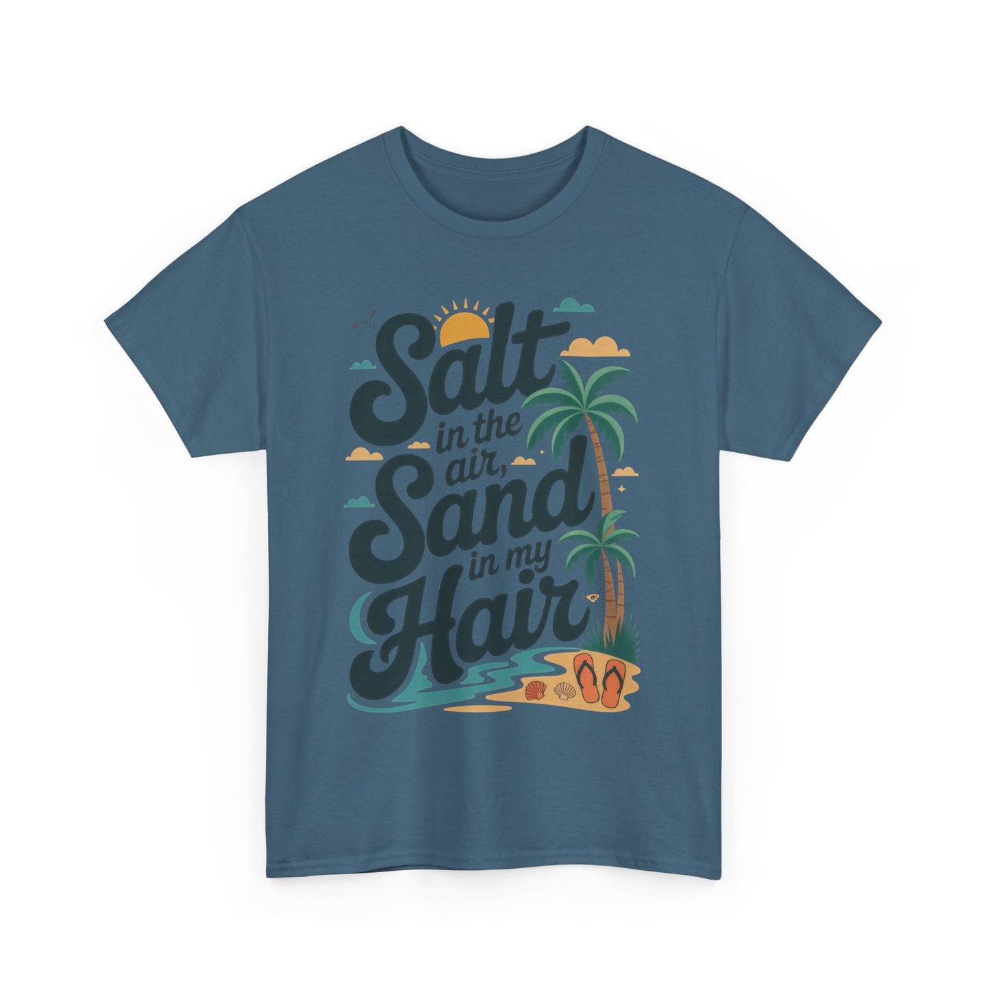 Salt in the Air Sand in My Hair Shirt, Beach Summer Vibes Graphic T-Shirt, Tropical Ocean Palm Design, Ocean-Themed Shirt, Gift Beach Lovers