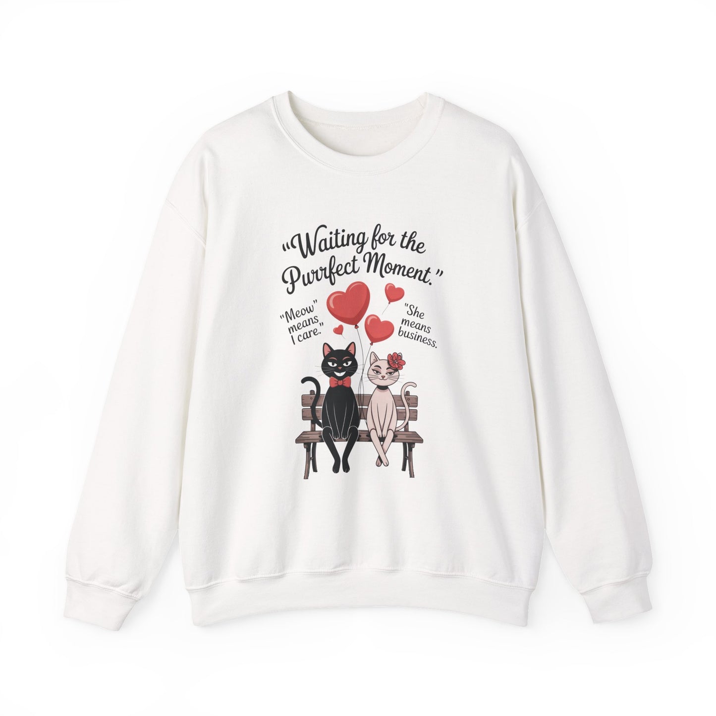 Cute Cat Lovers Womens Sweatshirt, Cozy Gift for Pet Owners, Perfect for Valentine's Day, Animal Lover Apparel, Relaxed Love Sweatshirt