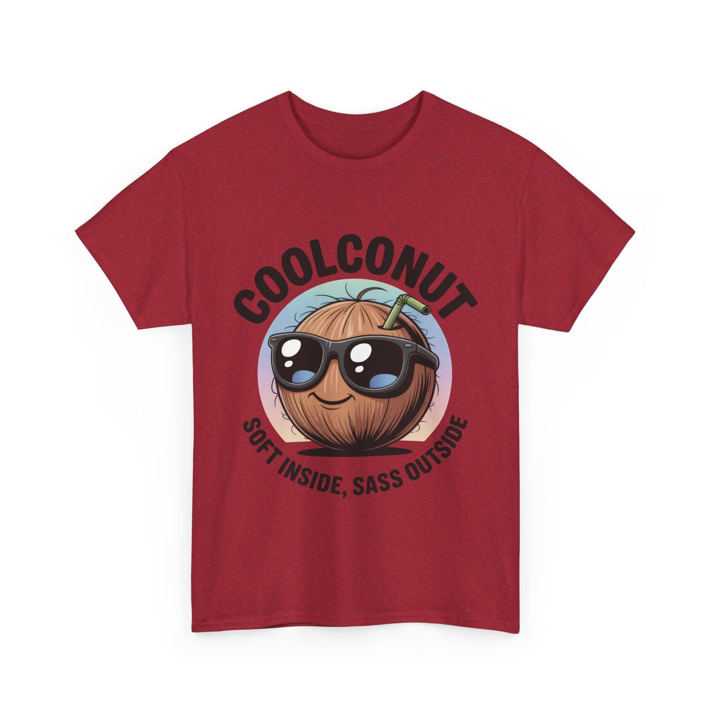 Coolconut Women's Heavy Cotton Tee, Fun Casual Shirt, Gift for Coconut Lovers, Summer Vibes Tee, Soft Inside Sass Outside Shirt