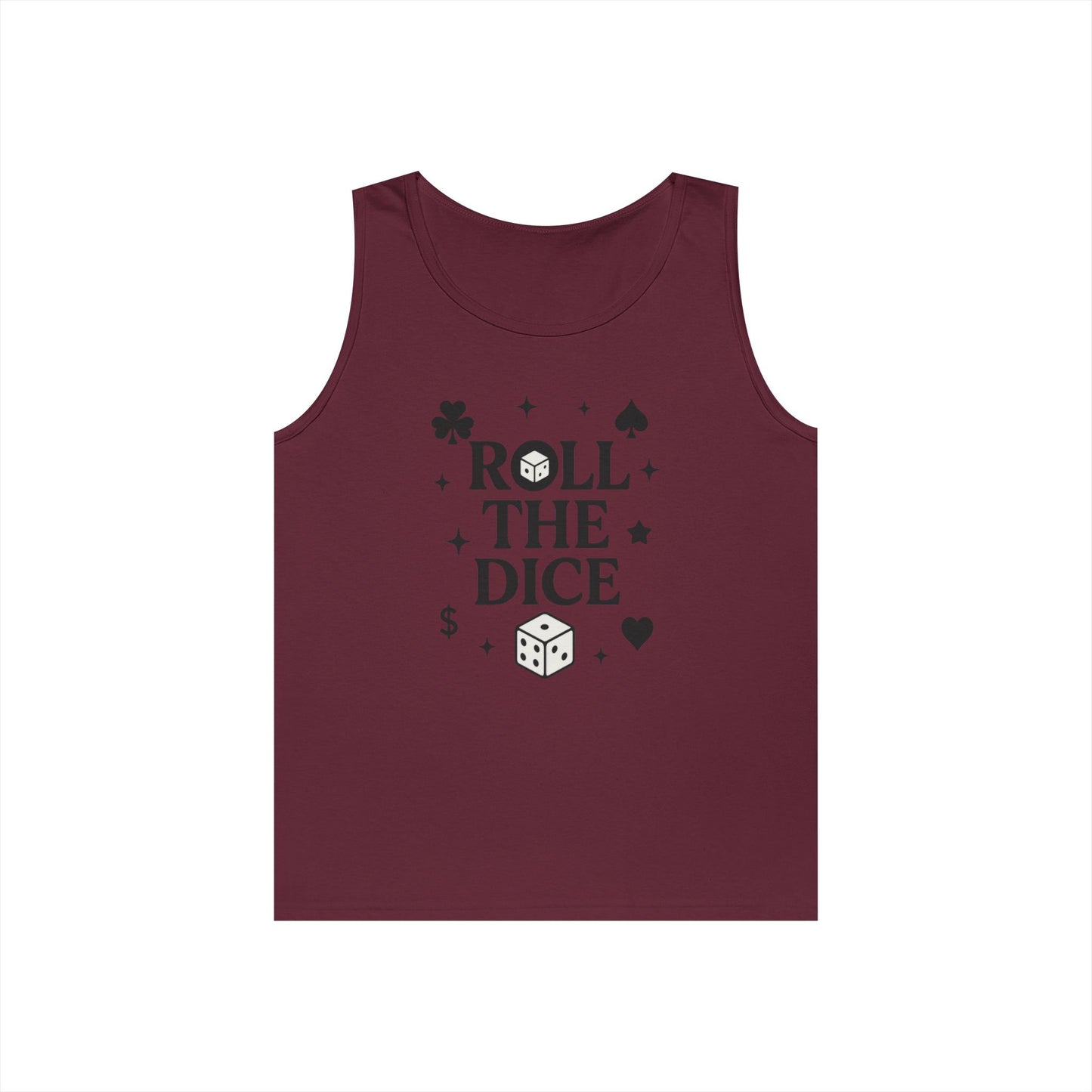 Playful Dice Tank Top, Mens Heavy Cotton Gaming Apparel, Casual Wear, Party Outfit, GYM Lover Gift, Summer Essential