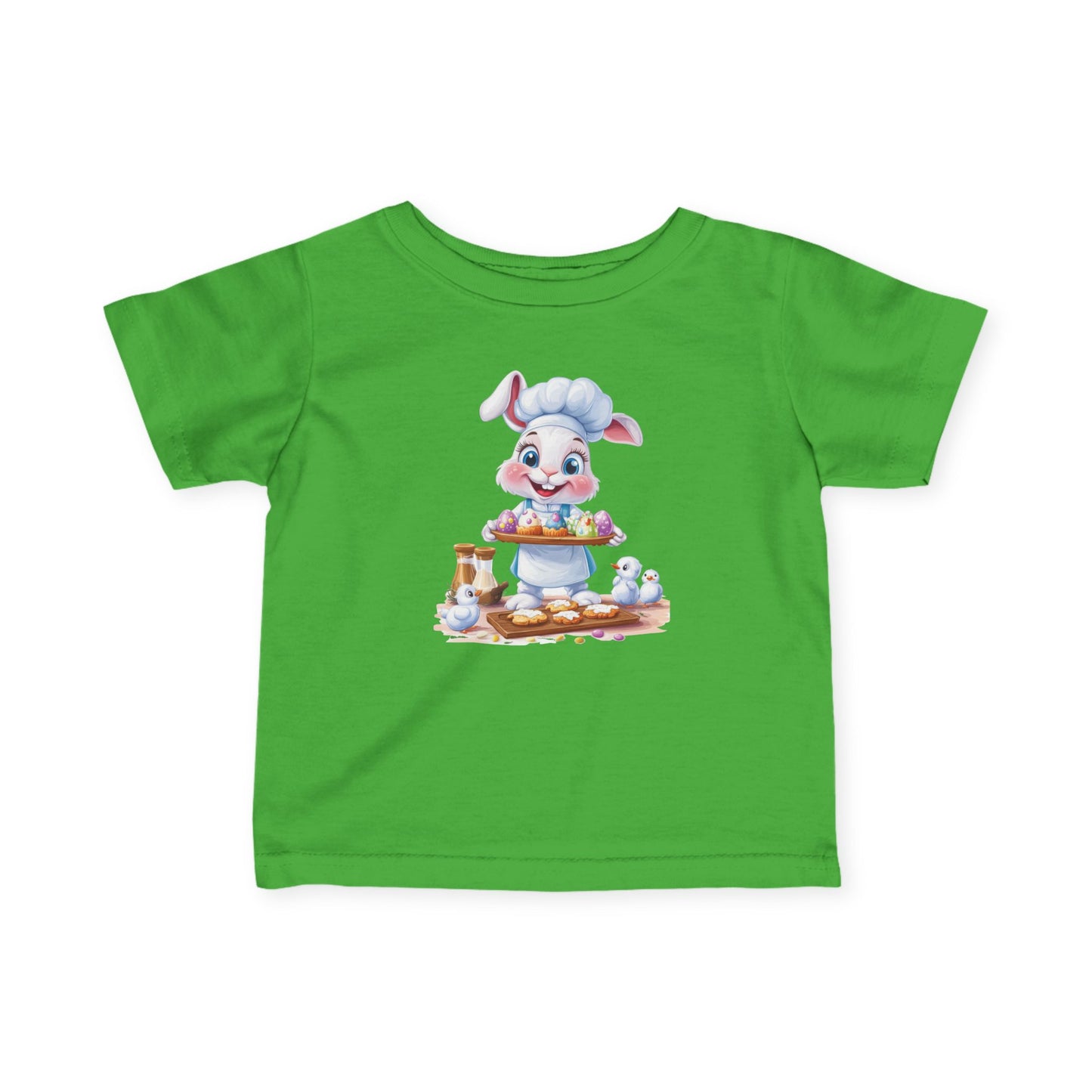 Infant Easter Bunny Chef Tee, Baby Baker T-Shirt with Colorful Eggs, Cute Spring Outfit for 6-24 Months, Funny Holiday Gift Baby Easter Gift
