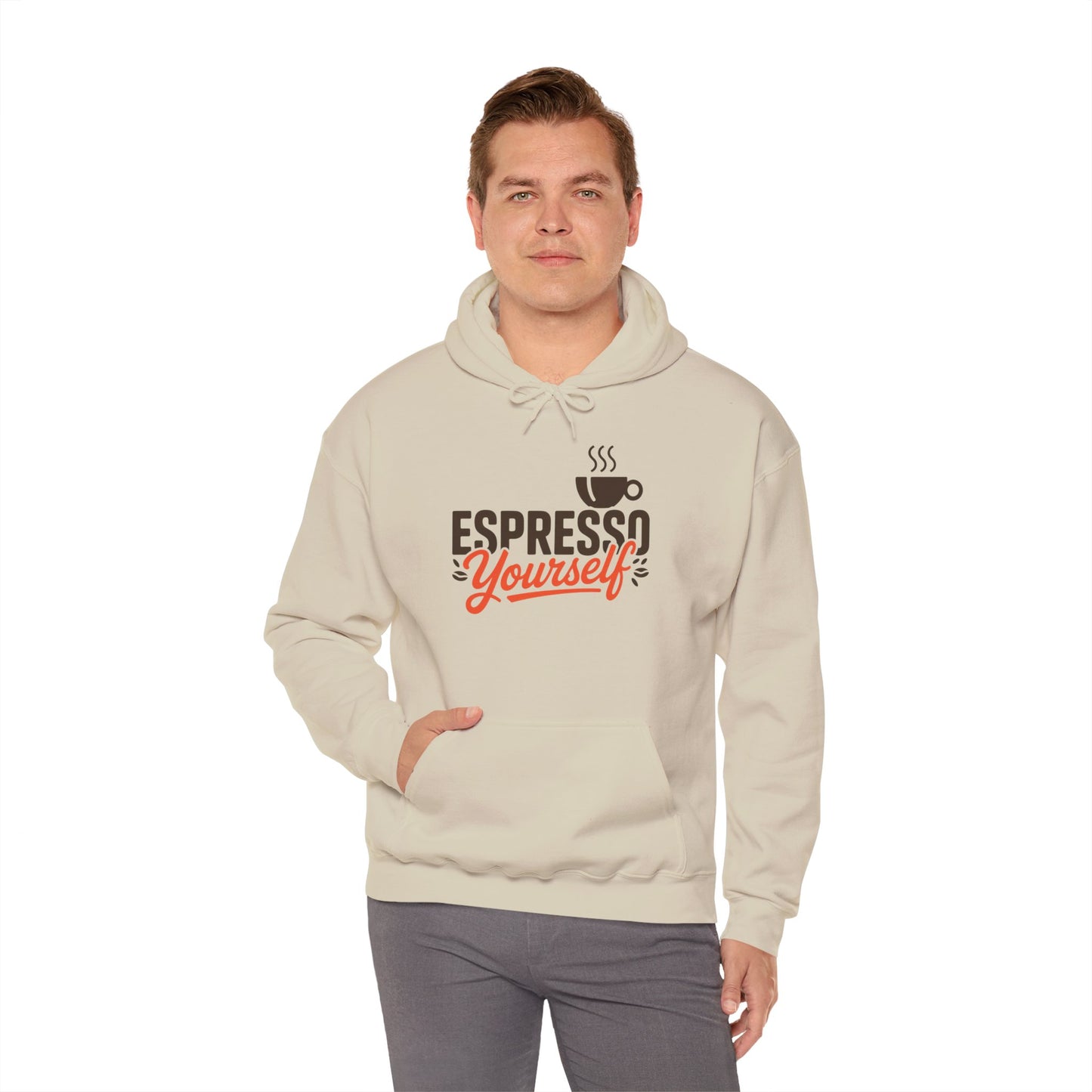 Men's Heavy Blend™ Hooded Sweatshirt, Espresso Yourself Mens Hoodie, Coffee Lover Funny Graphic Pullover