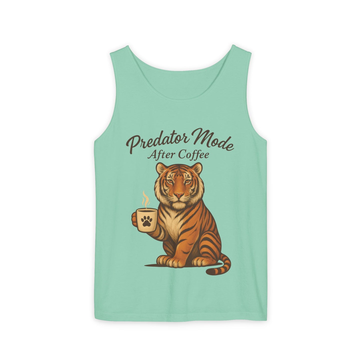 Predator Mode After Coffee Tank Top - Funny Coffee Lover Mens Muscle Tank - Tiger Caffeine Gym Shirt - Morning Motivation Top