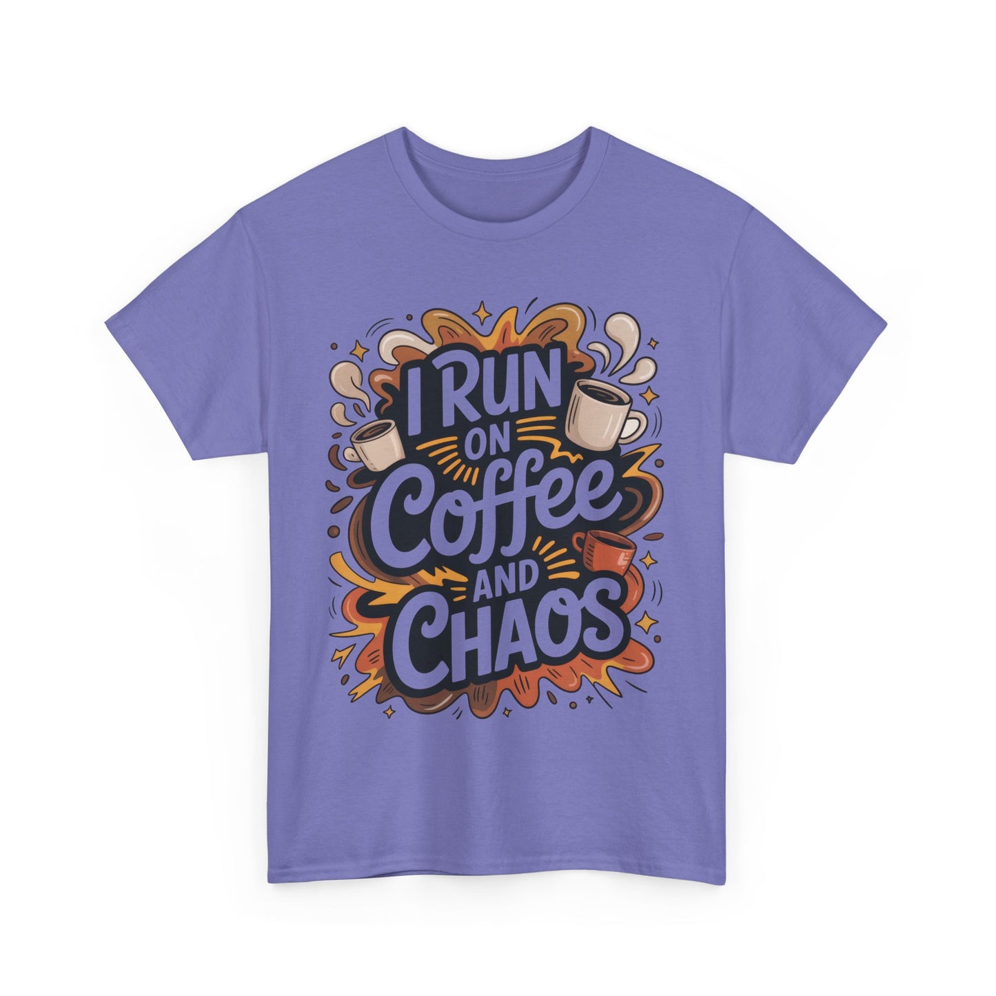 Run on Coffee and Chaos Tee, Unisex Cotton T-Shirt, Coffee Lover Gift, Casual Wear, Perfect for Relaxing Days