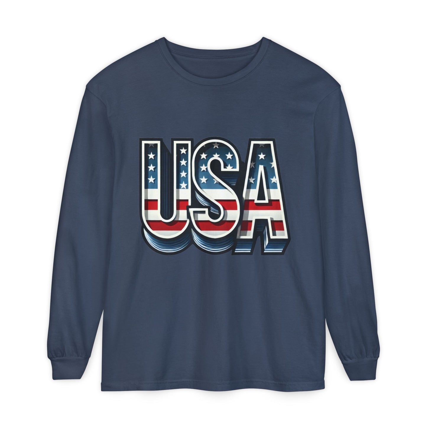 Patriotic Long Sleeve Unisex T-Shirt, USA Design, Unisex Tee for Independence Day, Memorial Day, Family Celebrations, Casual Wear