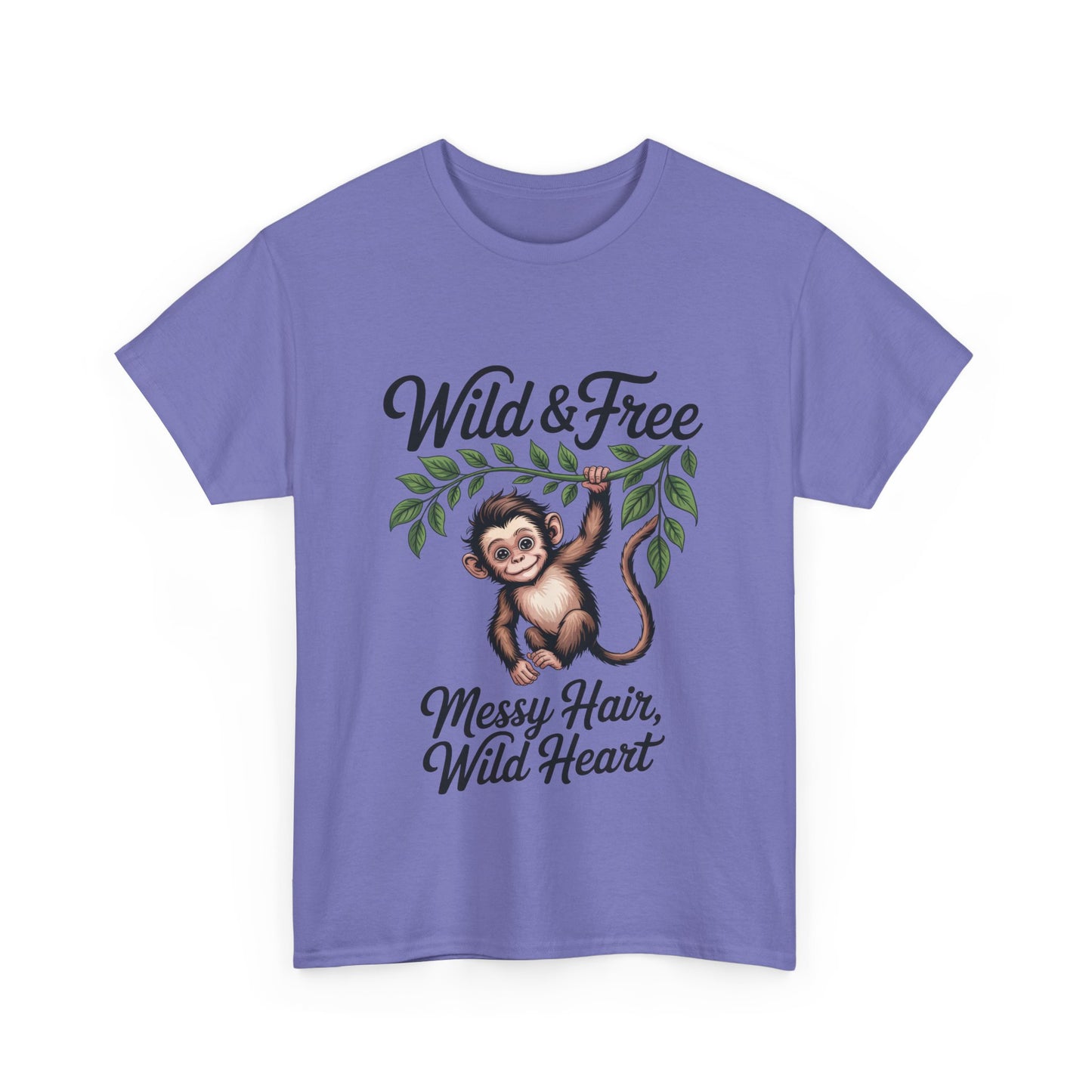 Wild & Free Monkey Shirt, Messy Hair Wild Heart Womens Tee, Cute Jungle Animal T-Shirt, Boho Adventure Graphic, Fun Nature Lover Gift