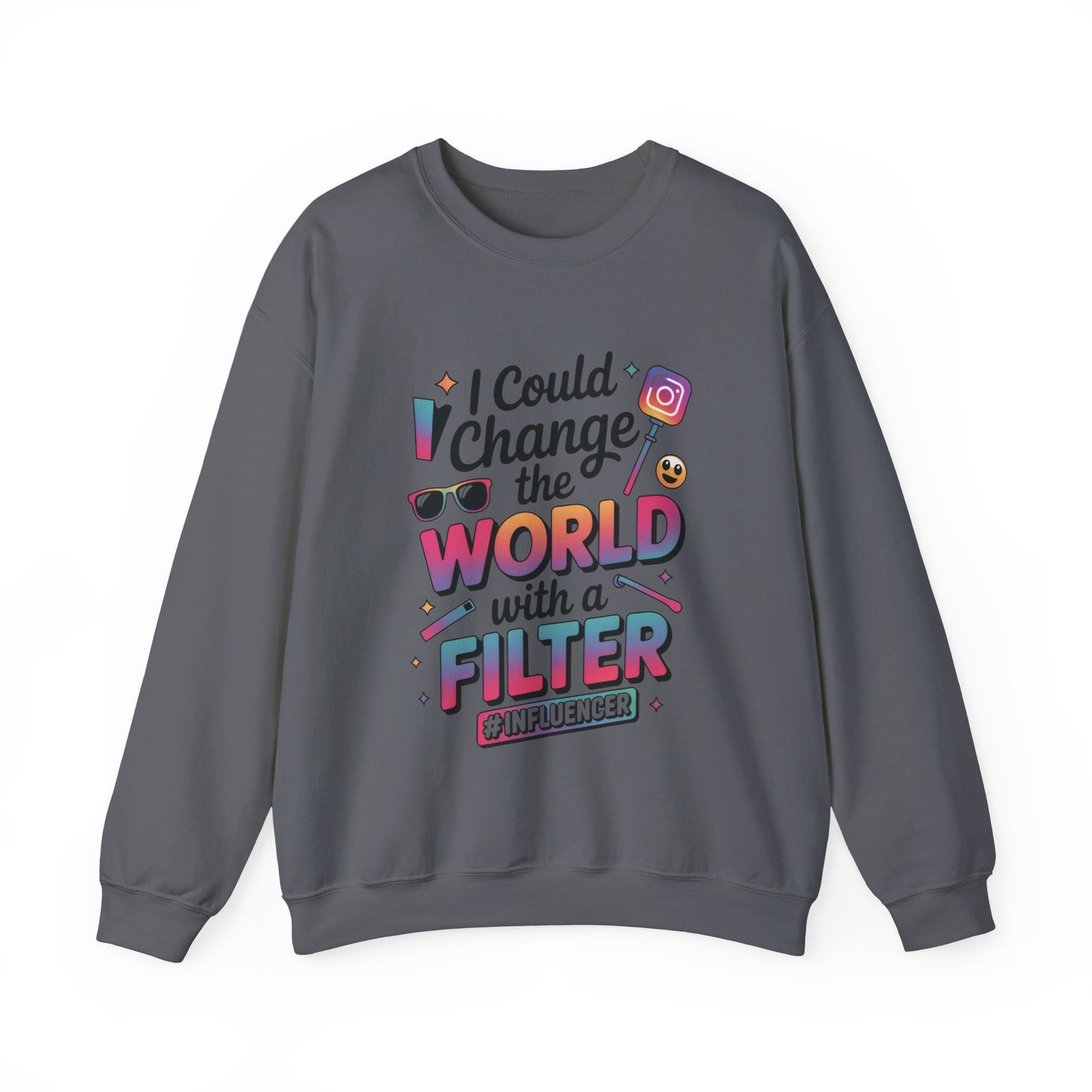 Womens Heavy Blend™ Crewneck Sweatshirt, Womens Influencer Sweatshirt, Funny Social Media Pullover, Cute Trendy Graphic Top