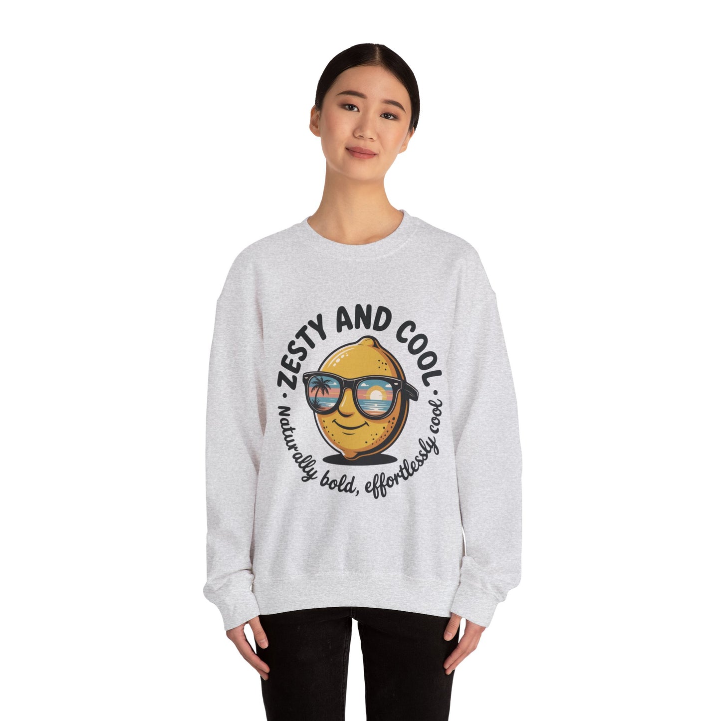 Zesty and Cool Crewneck Sweatshirt, Womens Lemon Sweatshirt for Casual Wear, Trendy Gift, Summer Vibes, Comfortable Apparel