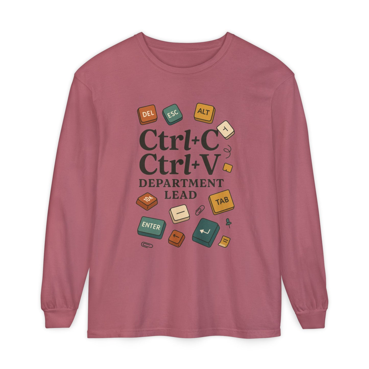 Graphic Long Sleeve Tee, Ctrl+C Ctrl+V Department Lead, Funny Office Humor Shirt, Programmer Gift, Tech Nerd Tee, IT Department Apparel