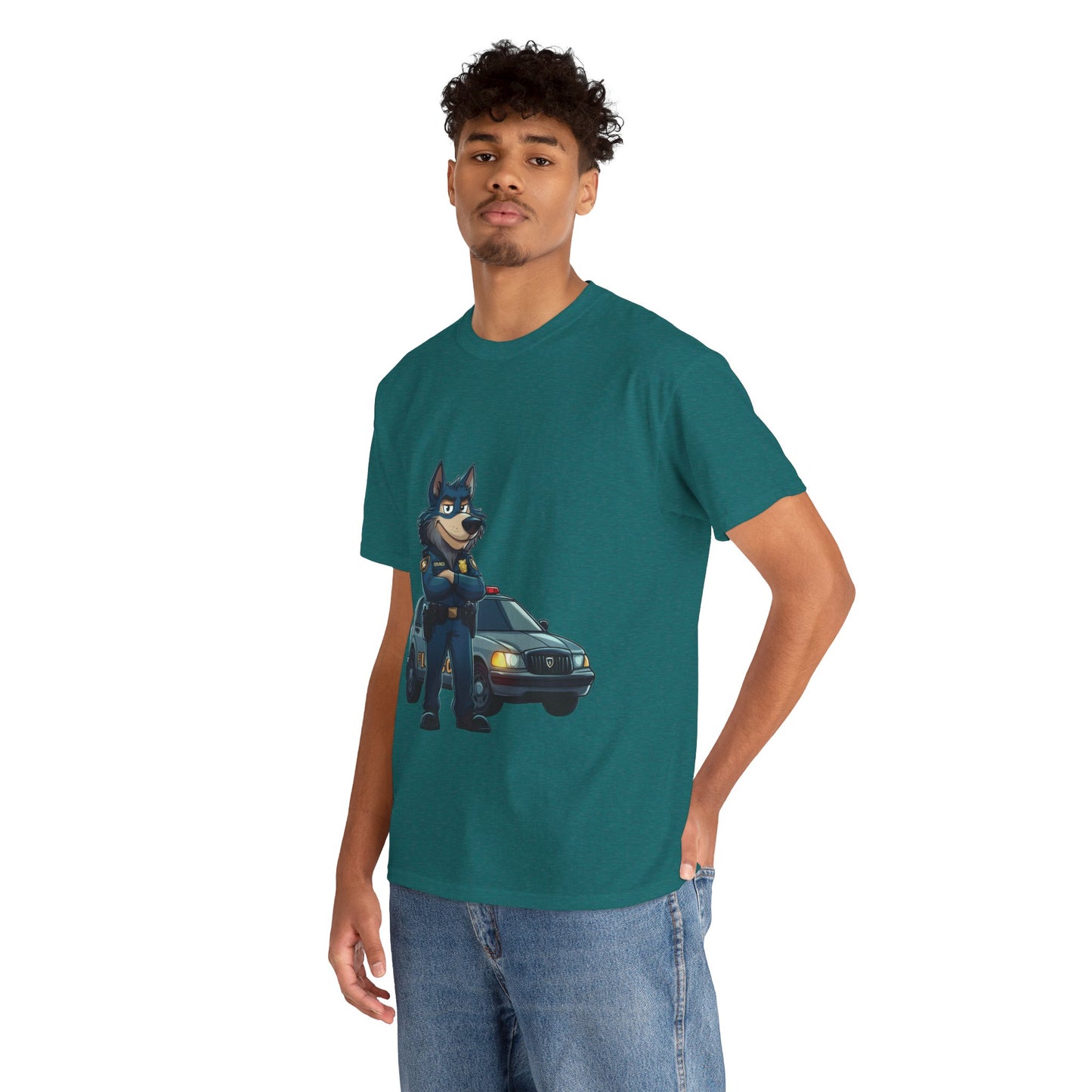 Cool Police Wolf Cartoon Shirt, Funny Cop Animal Graphic Tee, Law Enforcement Gift T-Shirt, Tee for Dog Lovers, Gifts for Police Week