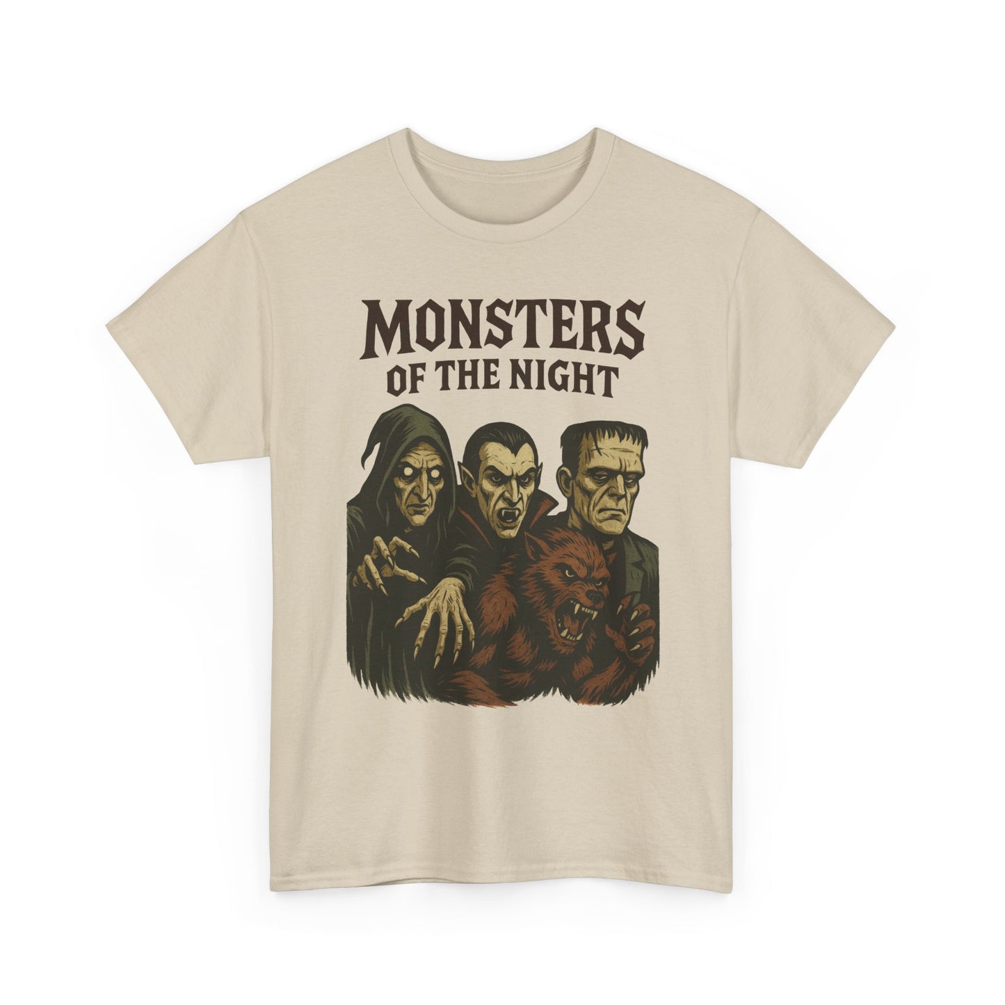 Monsters of the Night Men's T-Shirt, Classic Horror Movie Monsters Graphic Tee, Halloween Shirt