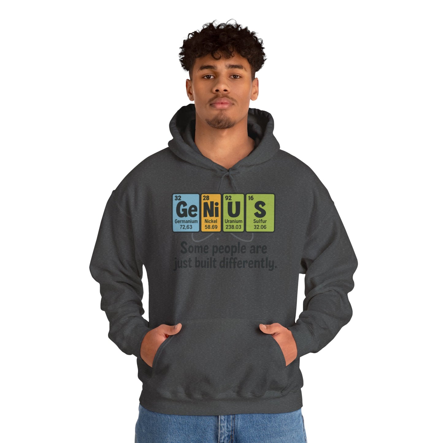 Funny Mens Genius Hoodie, Periodic Table Nerd Sweatshirt, Smart Science Pullover Gift for Him, Science Lover Apparel, Funny Hoodie