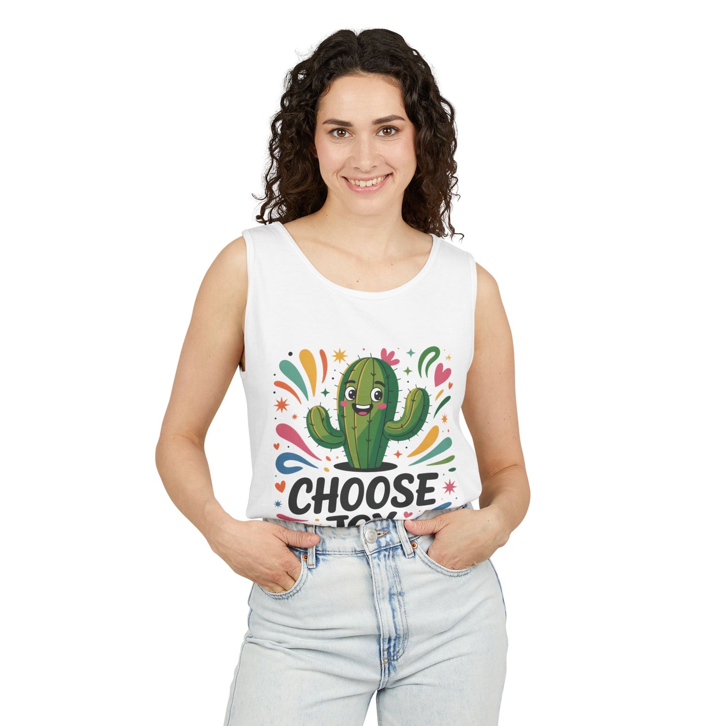 Joyful Cactus Womens Tank Top, Choose Joy Always, Summer Tank, Casual Wear, Gift for Friends, Trendy Top, Vacation Outfit