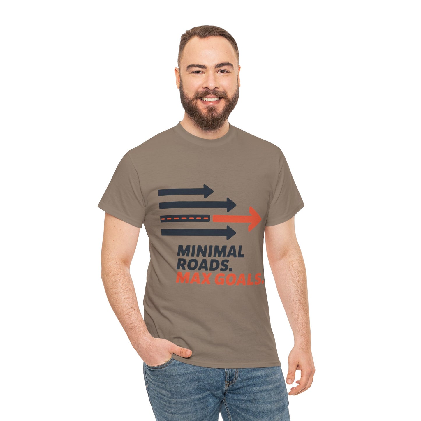 Minimal Roads Max Goals Motivational Mens T-Shirt, Urban Style Graphic Tee
