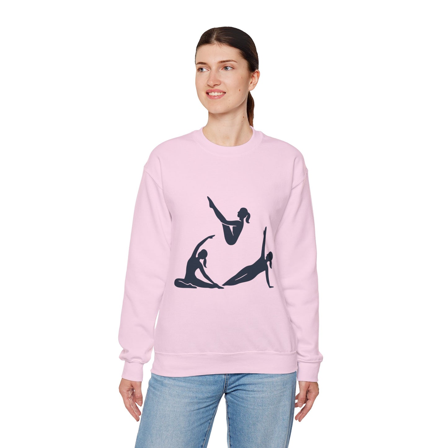 Womens Heavy Blend™ Crewneck Sweatshirt, Womens Pilates Sweatshirt, Yoga Fitness Graphic Pullover, Cute Workout Gym Top, Yoga Lover Gift