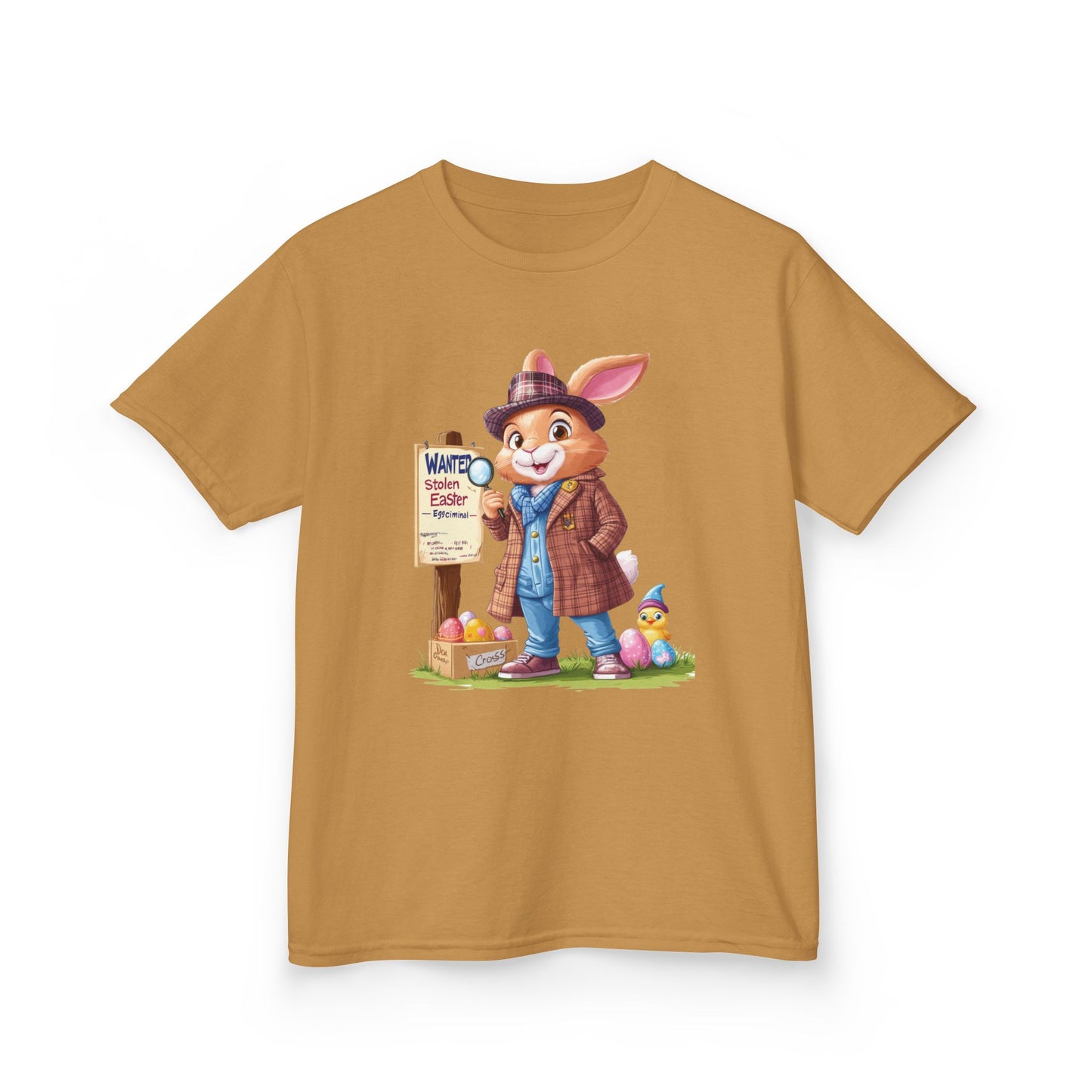 Detective Bunny Easter Kids Tee - Fun Egg Hunt T-Shirt with Mystery Theme, Cute Spring Gift for Kids, Heavy Cotton Easter Outfit