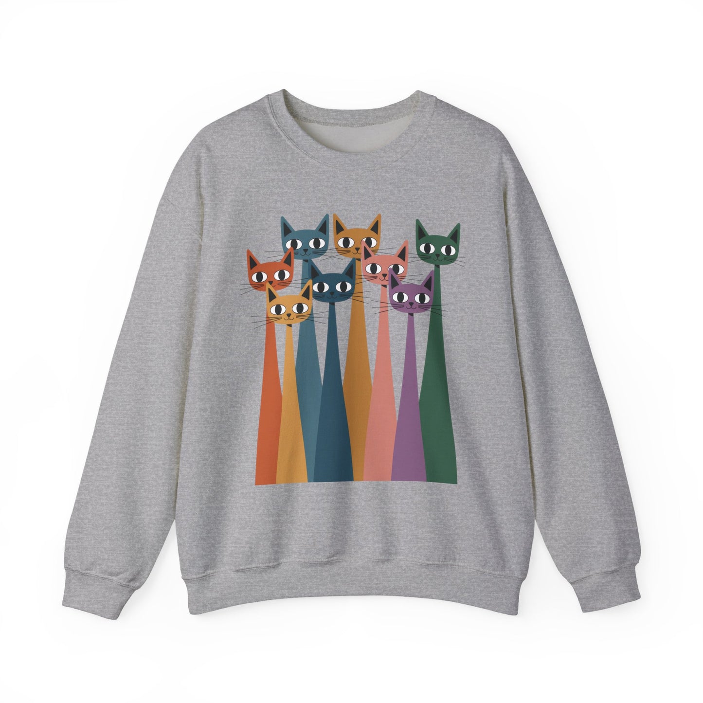 Colorful Cat Sweatshirt, Cozy Crewneck, Cat Lover Gift, Unisex Sweatshirt, Cute Animal Apparel, Fun Gift for Cat Owners