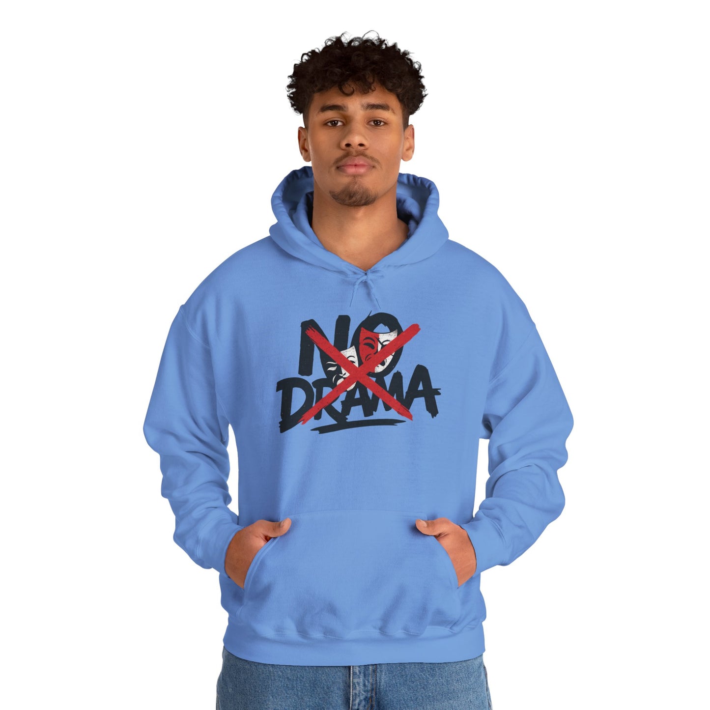 No Drama Mens Hoodie, Cozy Hoodie, Everyday Wear, Gift for Friend, Casual Fashion, Relaxed Vibes