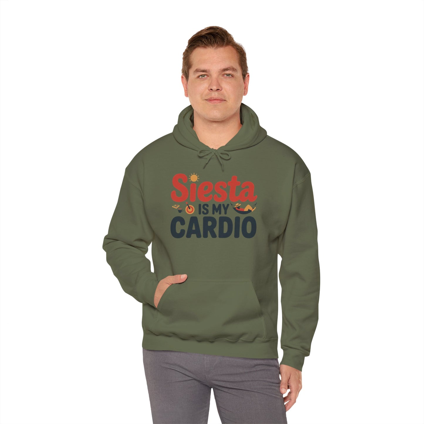 Mens Heavy Blend™ Hooded Sweatshirt, Siesta Is My Cardio Funny Mens Hoodie Spain Humor Gift