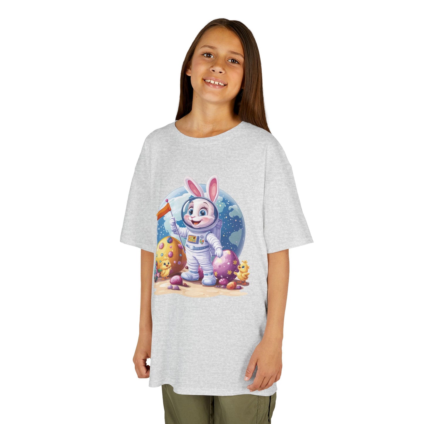 Kids Easter Astronaut Bunny T-Shirt, Space Bunny with Eggs, Galaxy Adventure Tee, Cute Bunny Gift for Boys and Girls