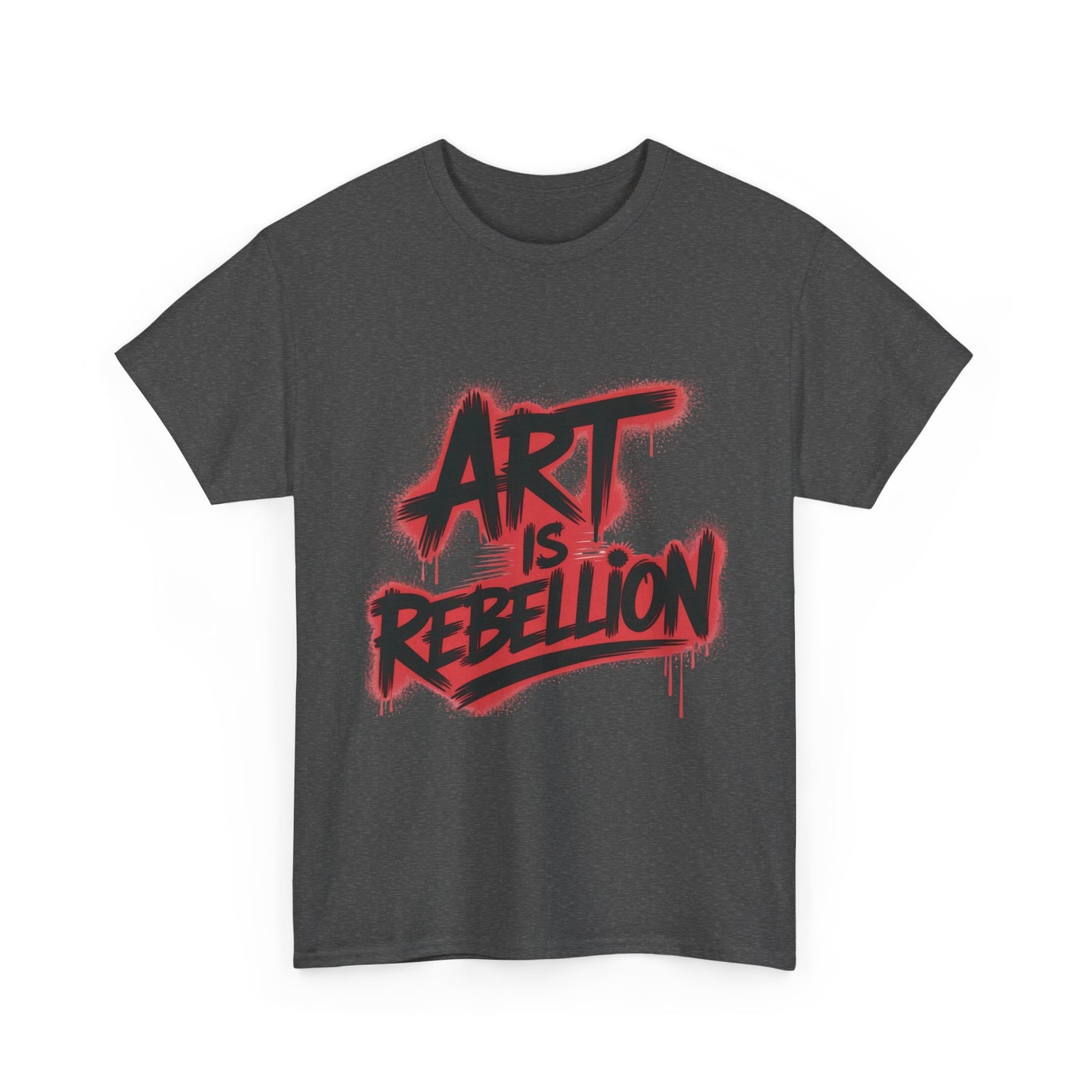 Men's Heavy Cotton Tee, Art Is Rebellion Men's T-Shirt, Graffiti Street Art Graphic Tee, Urban Skate Punk Style Shirt
