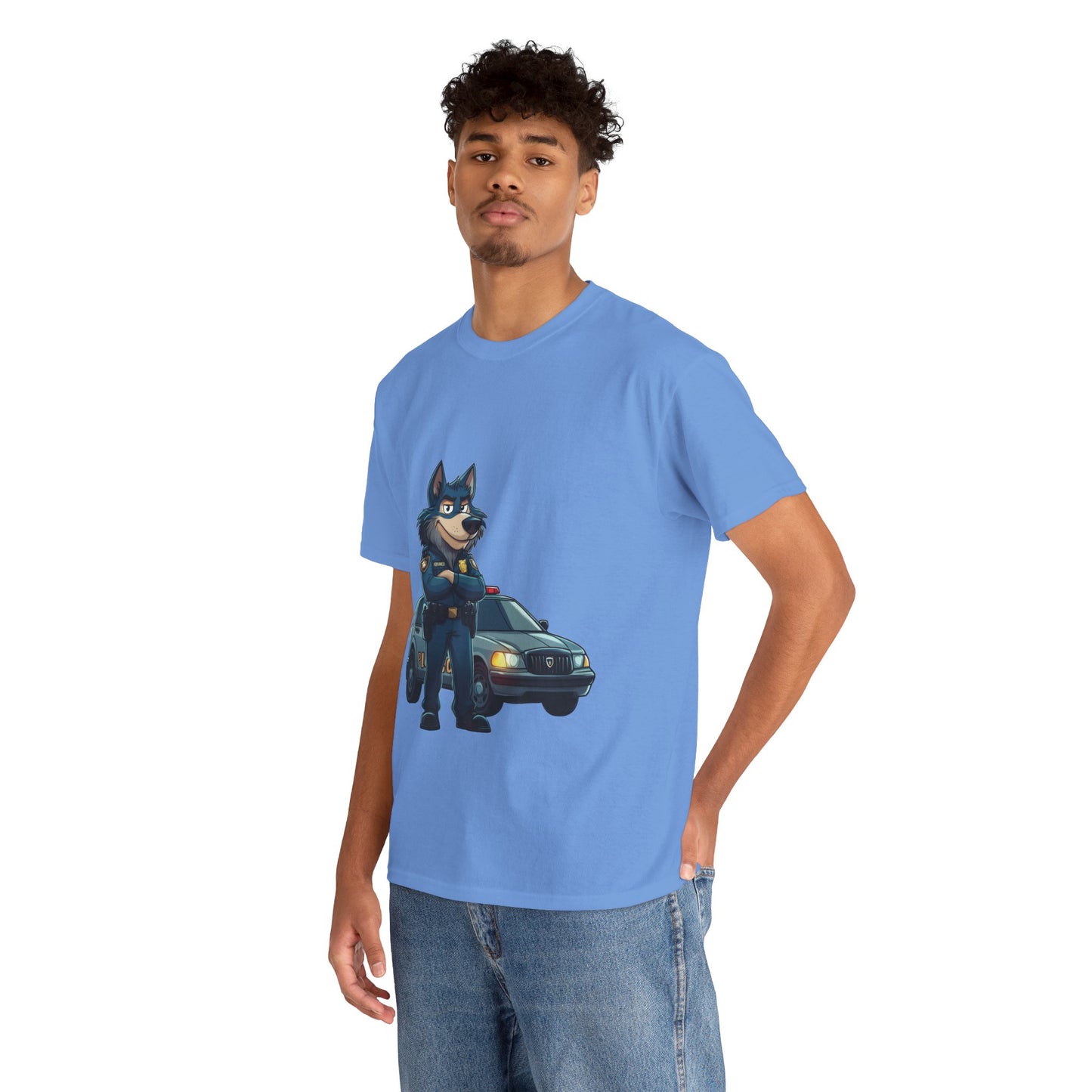 Cool Police Wolf Cartoon Shirt, Funny Cop Animal Graphic Tee, Law Enforcement Gift T-Shirt, Tee for Dog Lovers, Gifts for Police Week