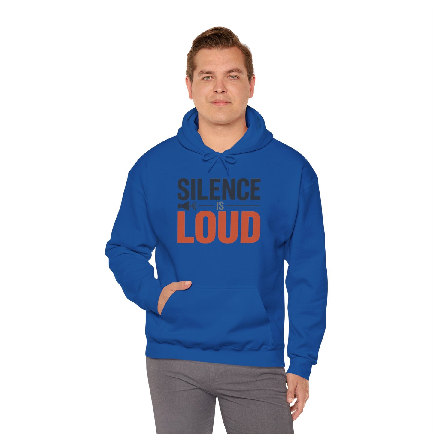 Mens Heavy Blend™ Hooded Sweatshirt, Silence Is Loud Graphic Motivational Mens Hoodie