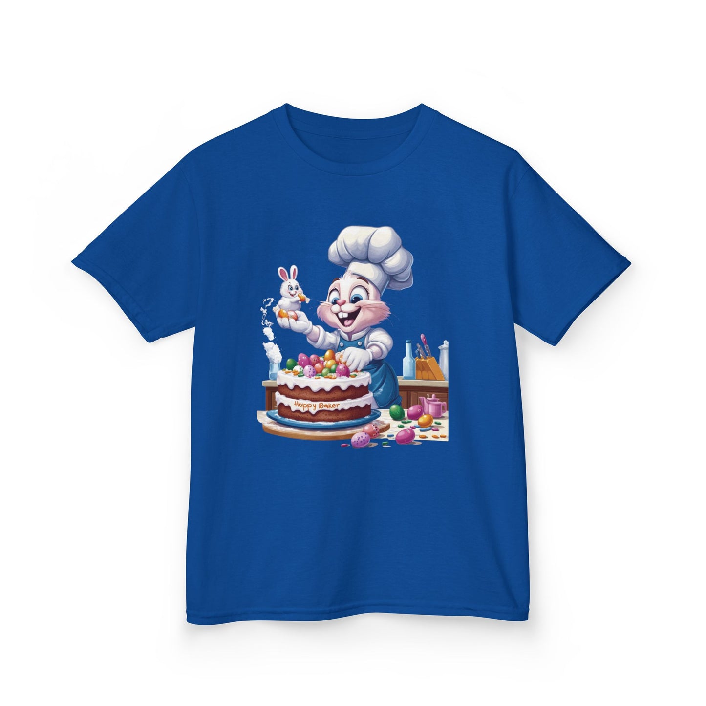 Pastry Chef Easter Bunny T-Shirt - Cute Spring Tee with Chef Bunny and Colorful Cake, Fun Holiday Gift for Kids and Bunny Lovers