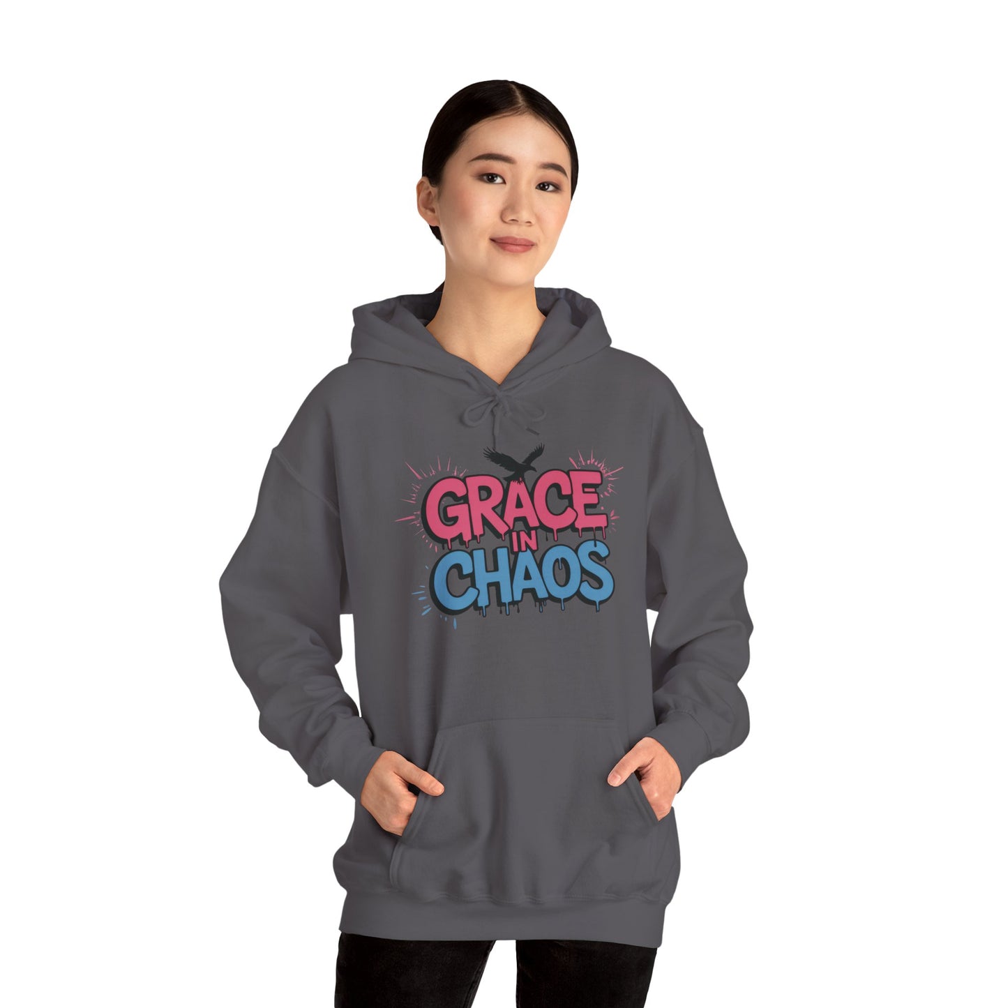 Women's Hoodie Grace in Chaos, Graffiti Dripping Street Art Urban Hoodie, Bold Graphic Pullover