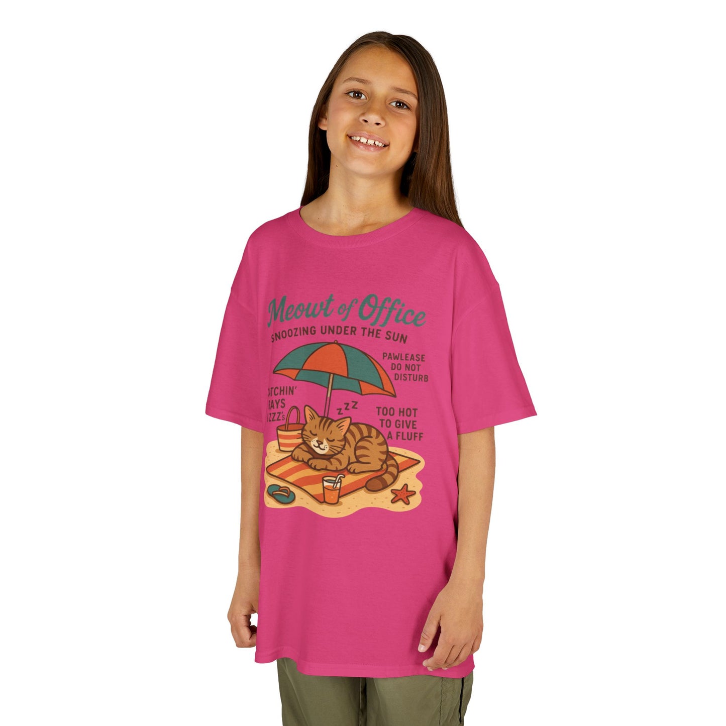 Kids Cat-Themed T-Shirt - Meowt of Office, Cute Summer Tee, Cat Lover Gift, Fun Playwear, Summer Beach Vacation Tee