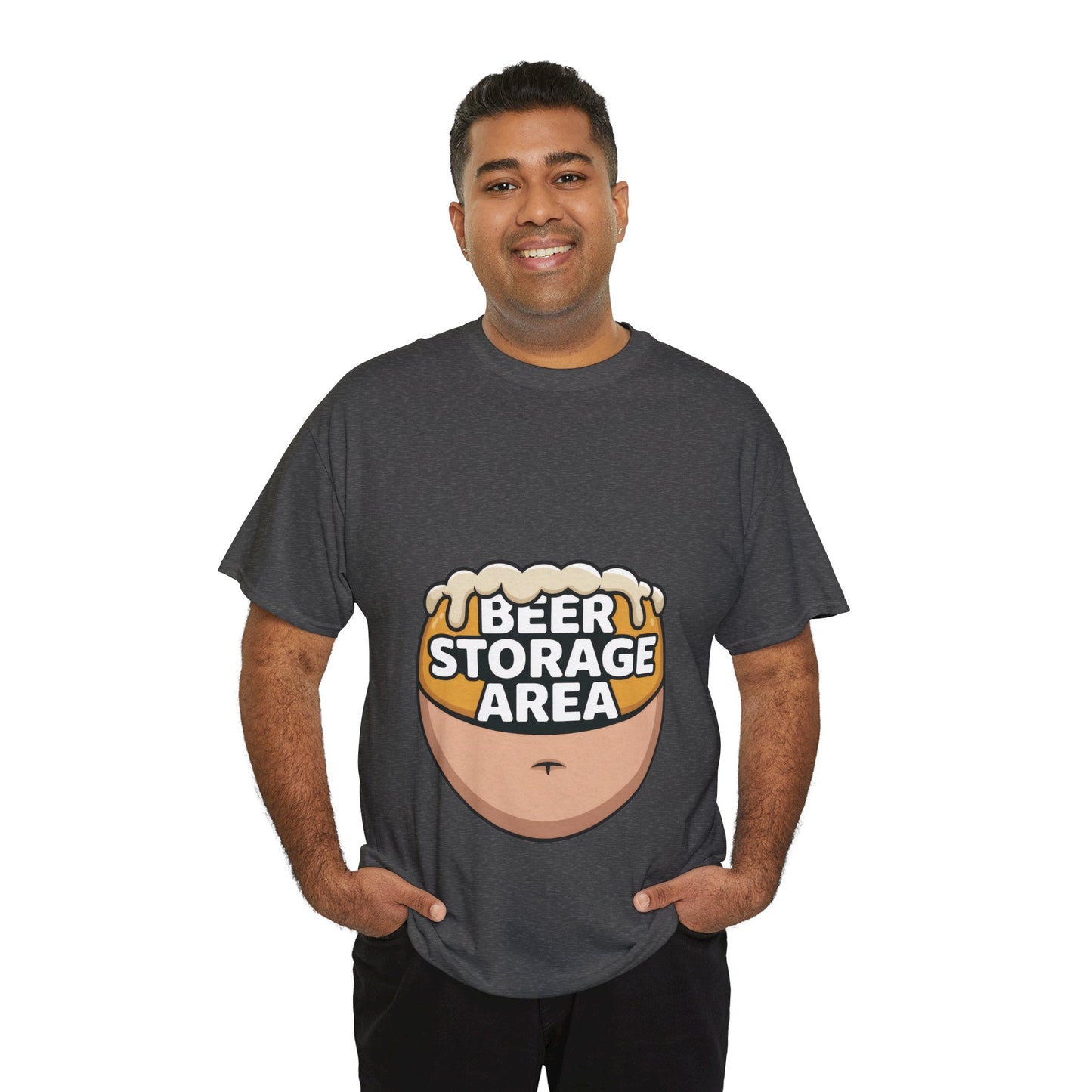 Funny Beer Belly T-Shirt, Beer Storage Area Graphic Tee for Men, Dad Bod Humor Shirt, Beer Lovers Gift, Drinking Gift, Party Apparel
