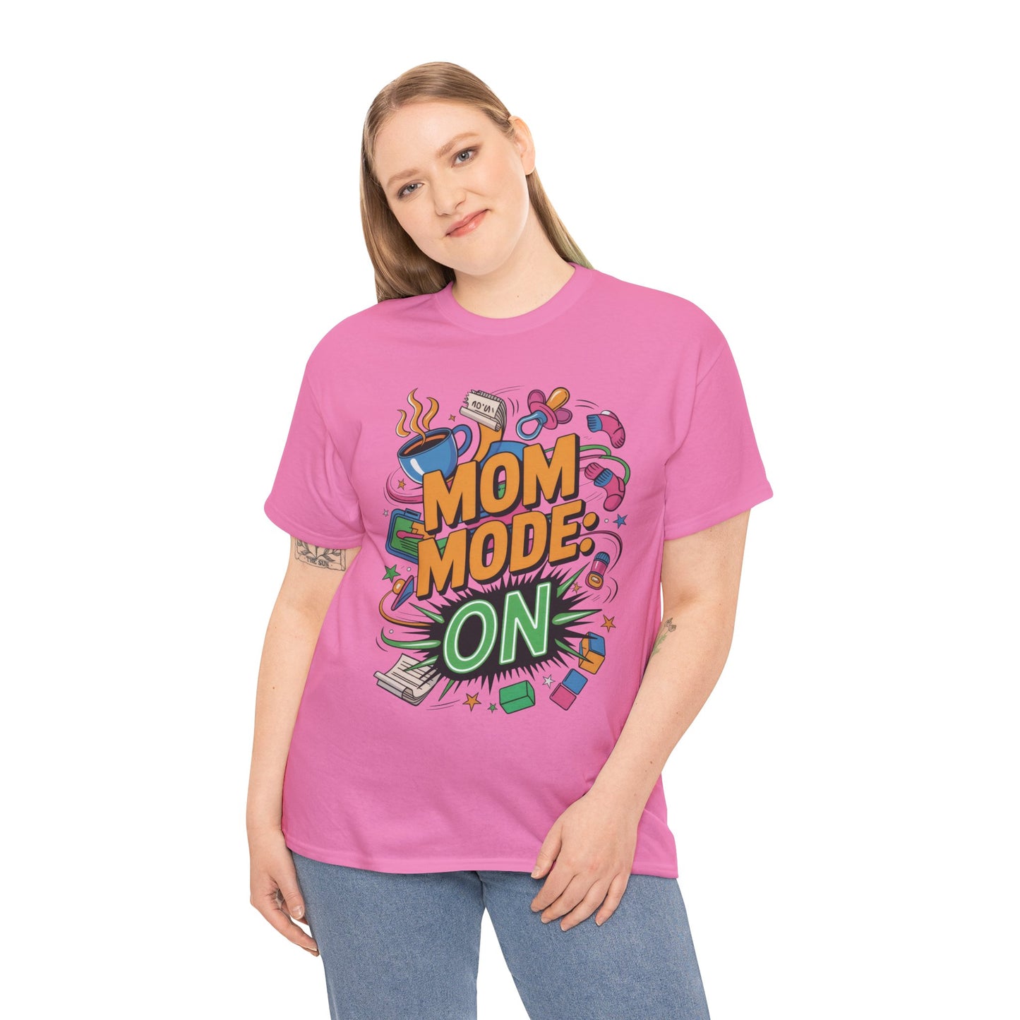 Mom Mode ON Cotton Tee, Funny Mom T-Shirt, Gift for Mothers, Parent Life Apparel, Mother's Day Humor T-Shirt, Cute Mama Life Graphic Tee