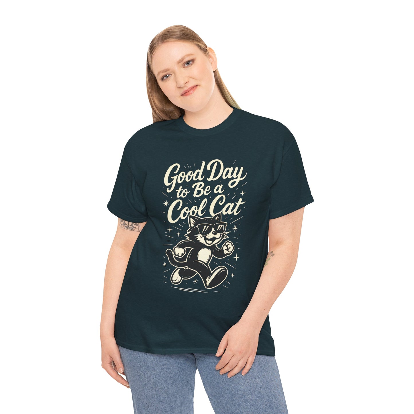 Good Day to Be a Cool Cat Womens Shirt - Funny Retro Kitty Graphic Tee for Women - Cute Cat Lover Gift, Fun T-Shirt, Unique Everyday Wear