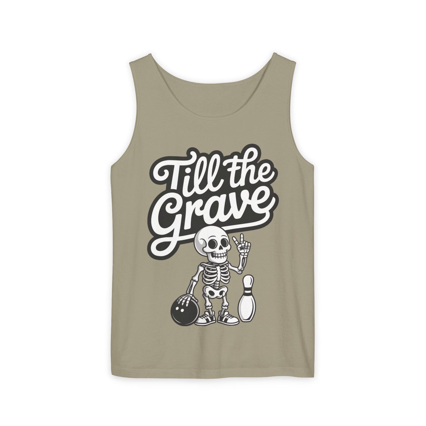 Funny Skeleton Bowling Tank Top, Halloween Apparel, Casual Summer Style, Cool Bowler Skull Workout Top, Strike Till the End