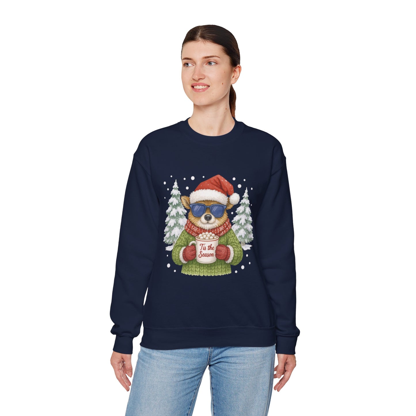 Women's Tis the Season Christmas Sweatshirt, Festive Reindeer Pullover
