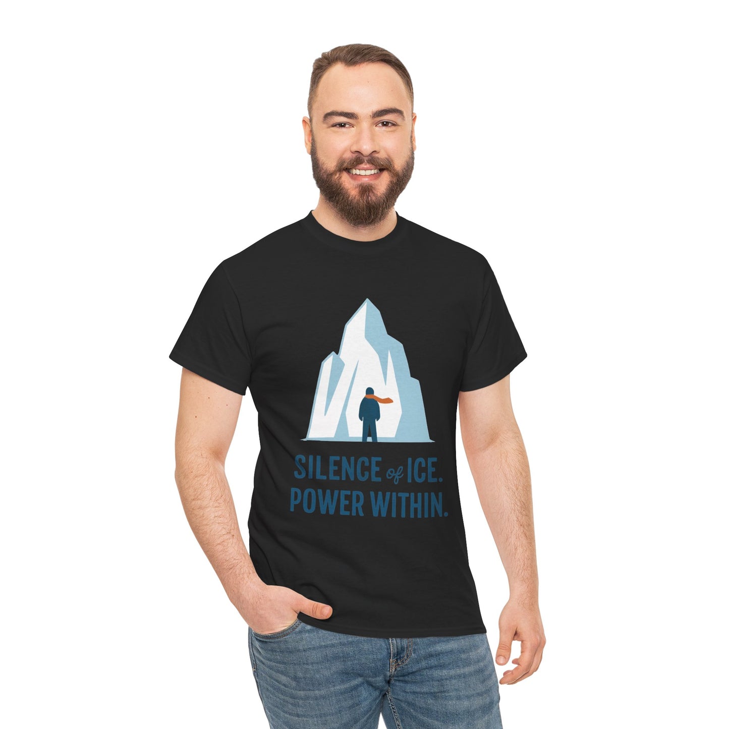 Silence of Ice Power Within Mens T-Shirt, Minimalist Nordic Iceberg Graphic Tee