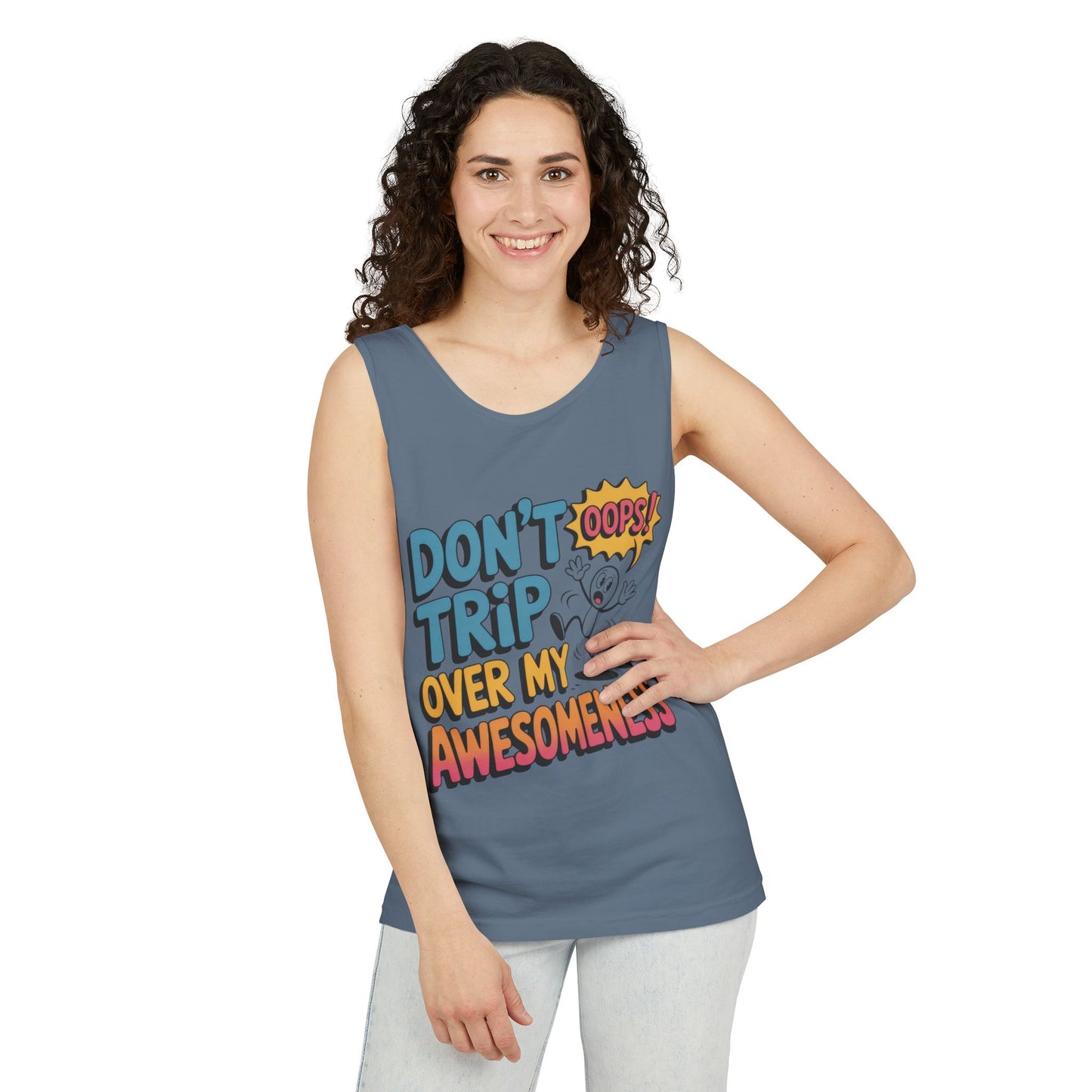 Funny Graphic Tank Top, Don't Trip Over My Awesomeness Tank, Womens Cotton Tank for Casual Wear, Gift for Friends, Birthday Gift, Humor Tee