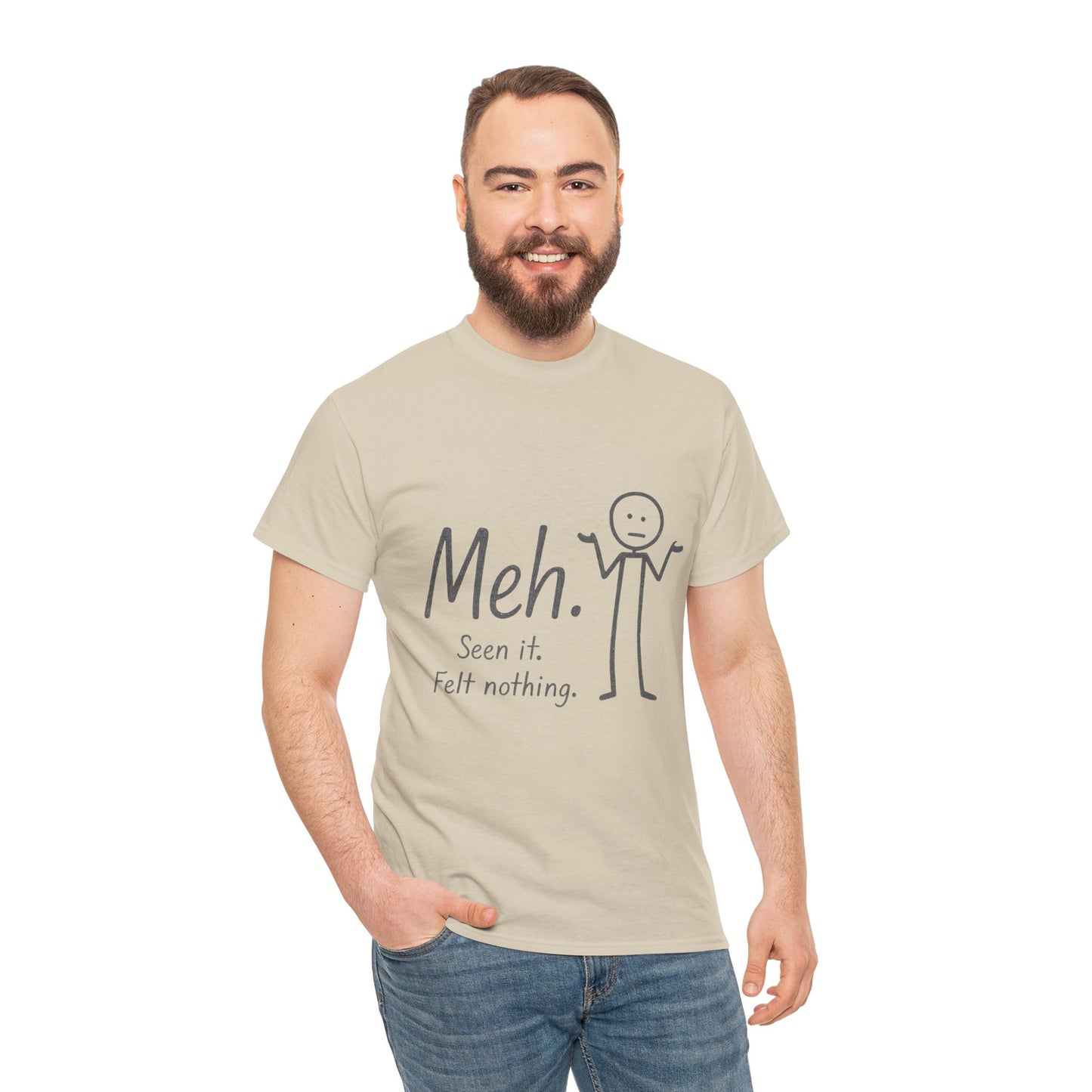 Meh. Heavy Cotton Men's Tee, Comfortable & Casual Humor Shirt, Gift for Friends, Relaxed Fit for Everyday Wear, Ideal for Birthdays, Moods
